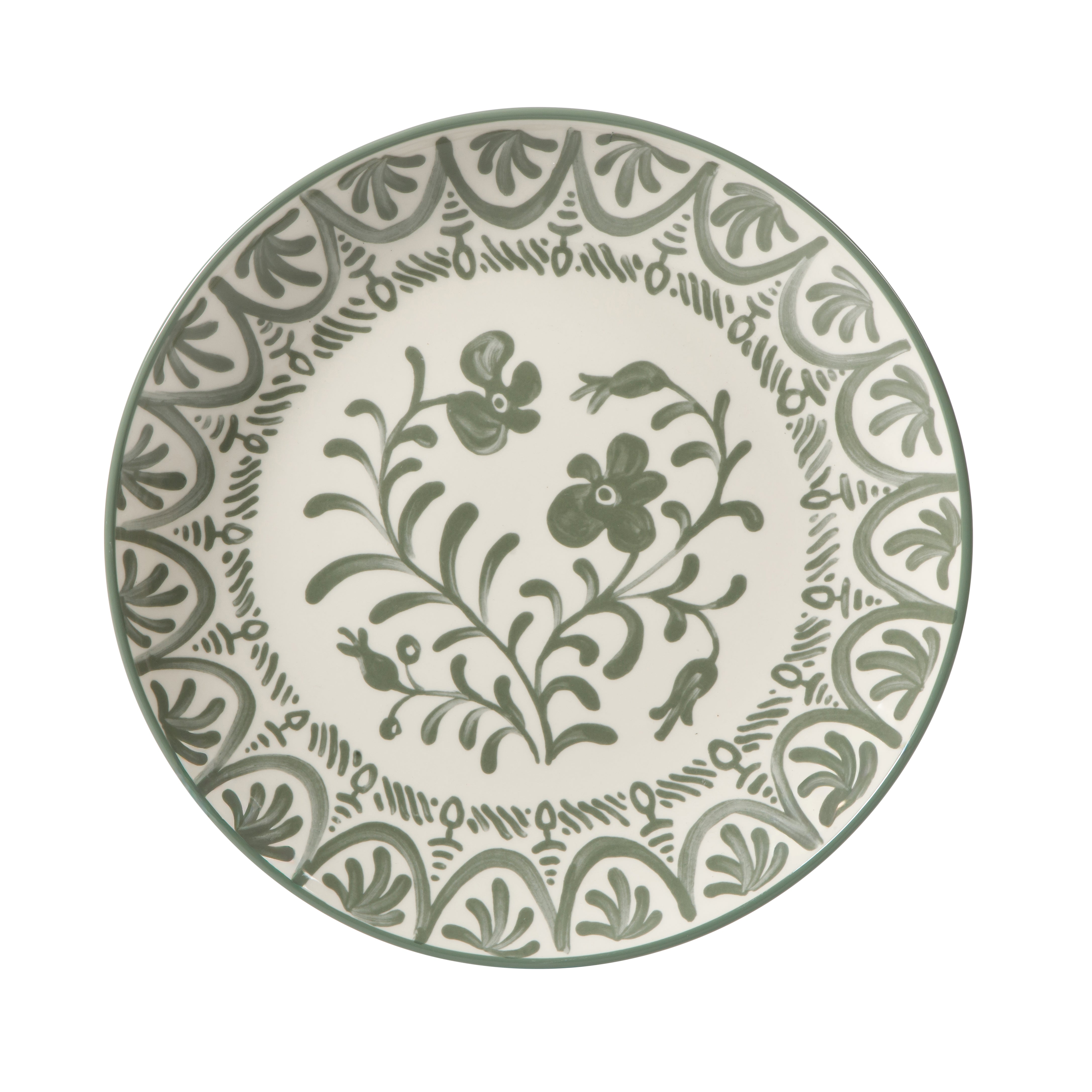 Bloomhouse - 2-Time Oprah’s Favorite Things - Valencia Flor 16 Piece Dinnerware Set, Artisanal Decorated Stoneware Plates & Bowls, Service for 4, Microwave & Dishwasher Safe, Iris Blue