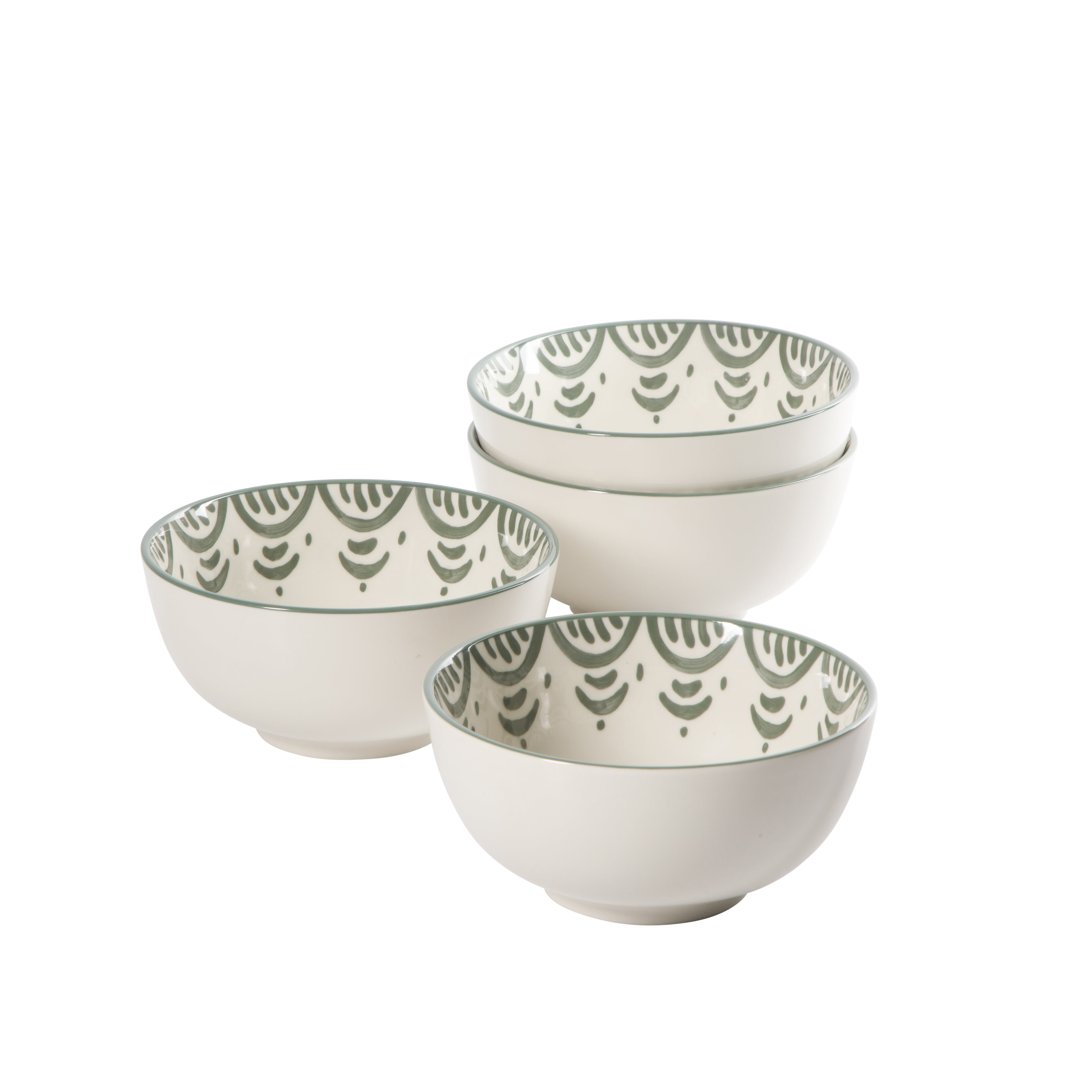 Bloomhouse - 2-Time Oprah’s Favorite Things - Valencia Flor 4 Piece 6” Cereal Bowl Set, Stoneware Bowls, Mediterranean Floral Decal Design, Microwave & Dishwasher Safe
