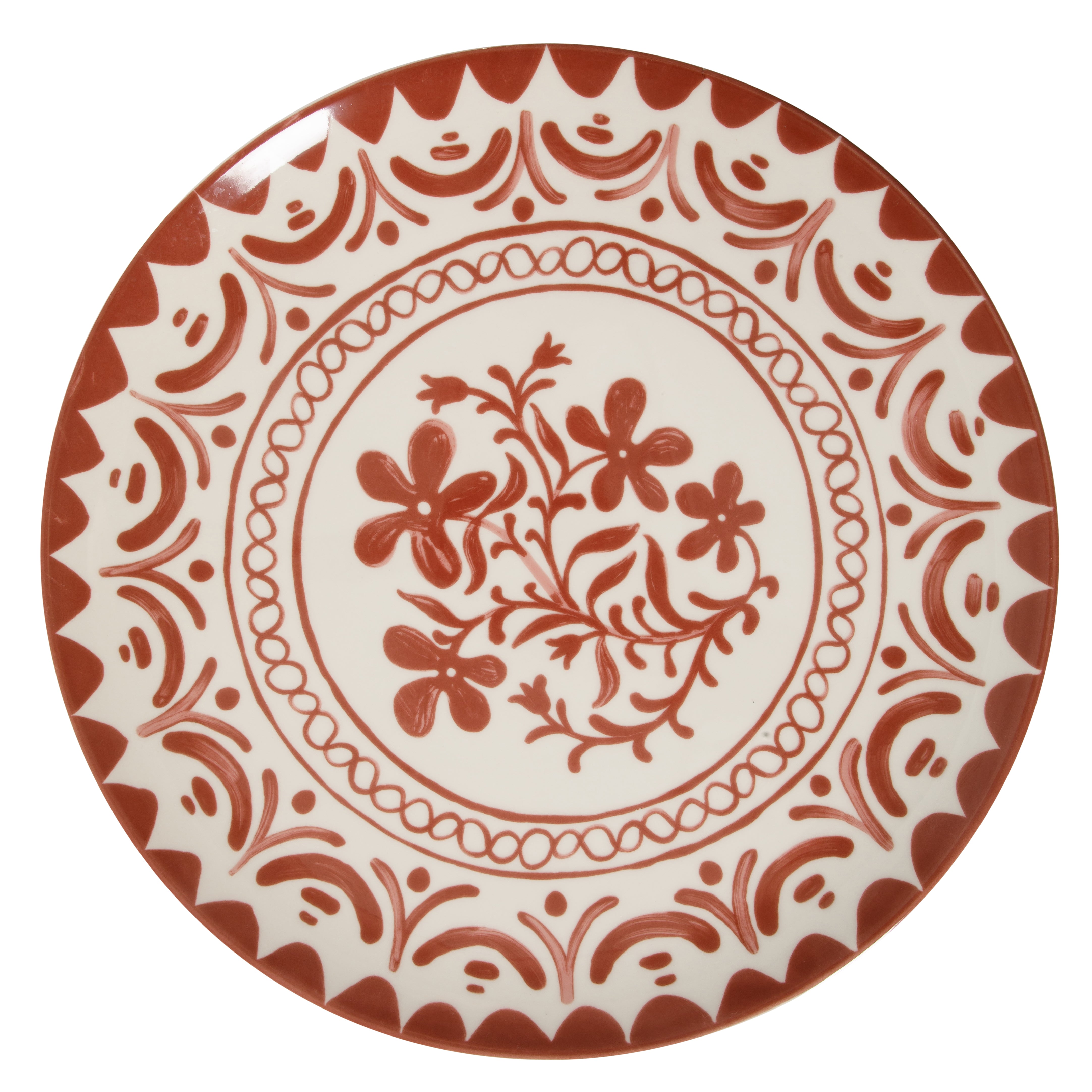 Bloomhouse - 2-Time Oprah’s Favorite Things - Valencia Flor 2 Piece 13” Serving Platter Set, Stoneware Platters, Mediterranean Floral Decal Design, Microwave & Dishwasher Safe, Iris Blue