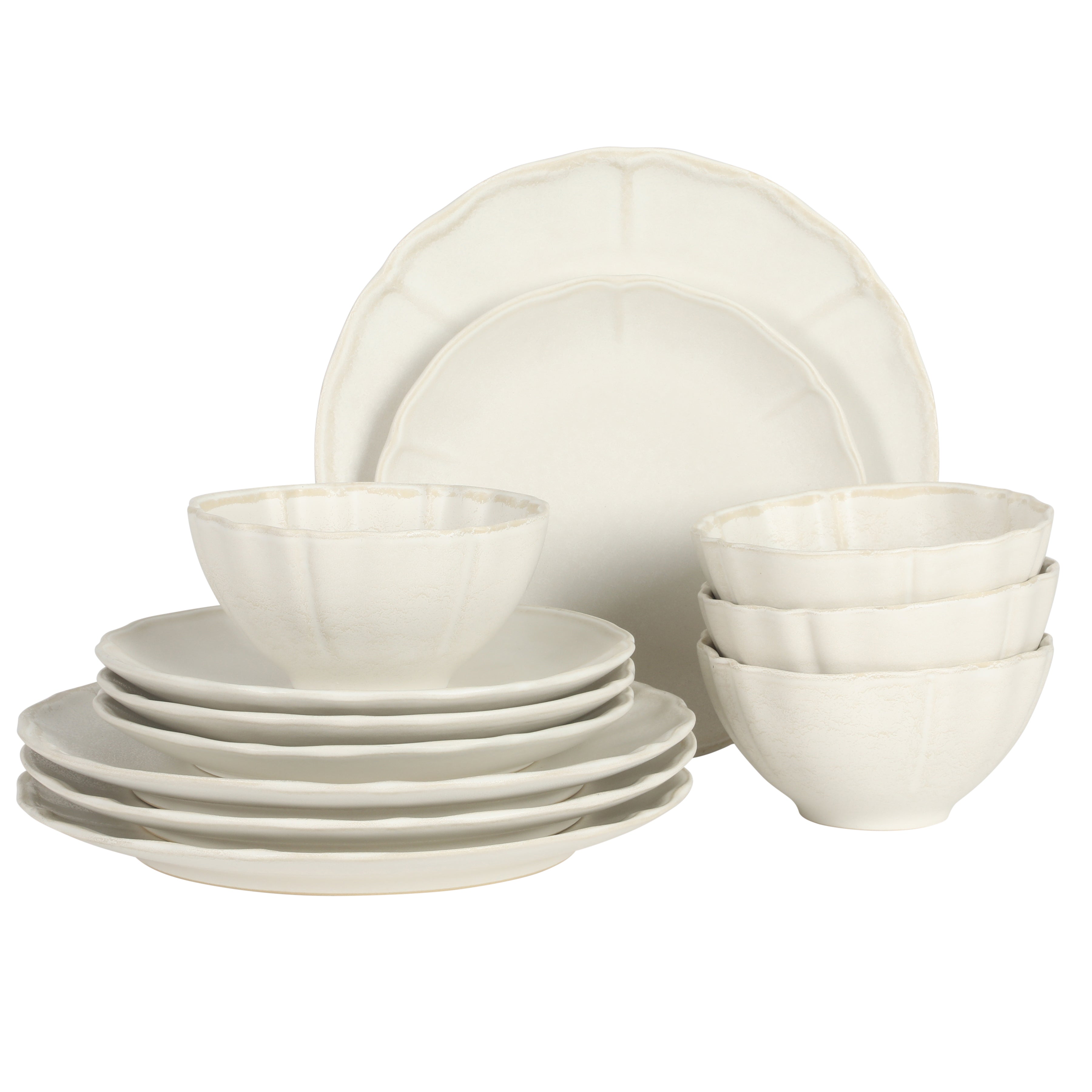 Gibson Elite Vista Rossio - Made In Portugal - 12 Piece Dinnerware Set for 4,  Ceramic Plates and Bowls Sets, Stoneware Dinner Plates and Bowls