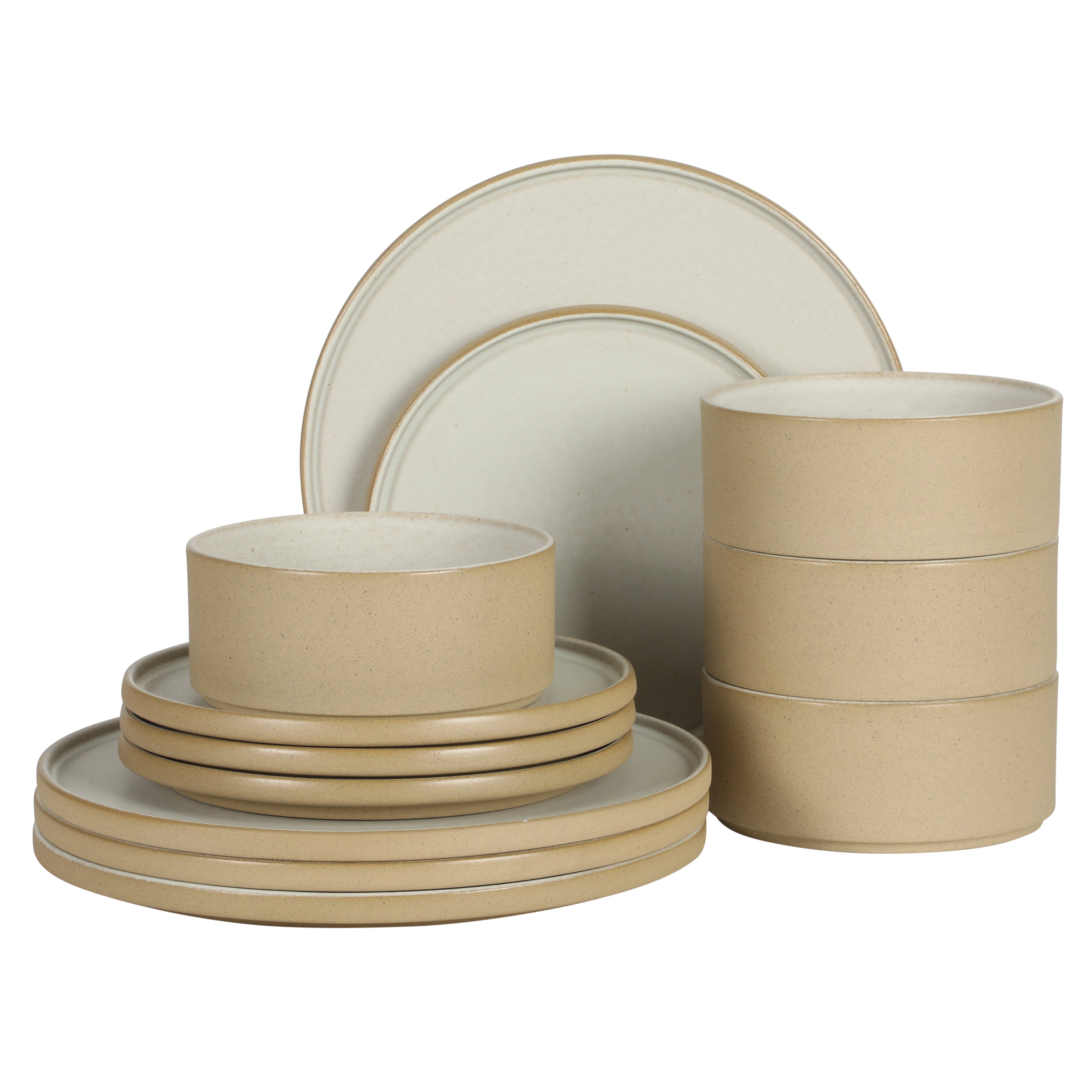 Gibson Elite Villa Amadora - Made in Portugal - 12 Piece Dinnerware Set for 4, Stoneware Plates and Bowls Sets,Dinner Plates, Salad Plates, Cereal Bowls