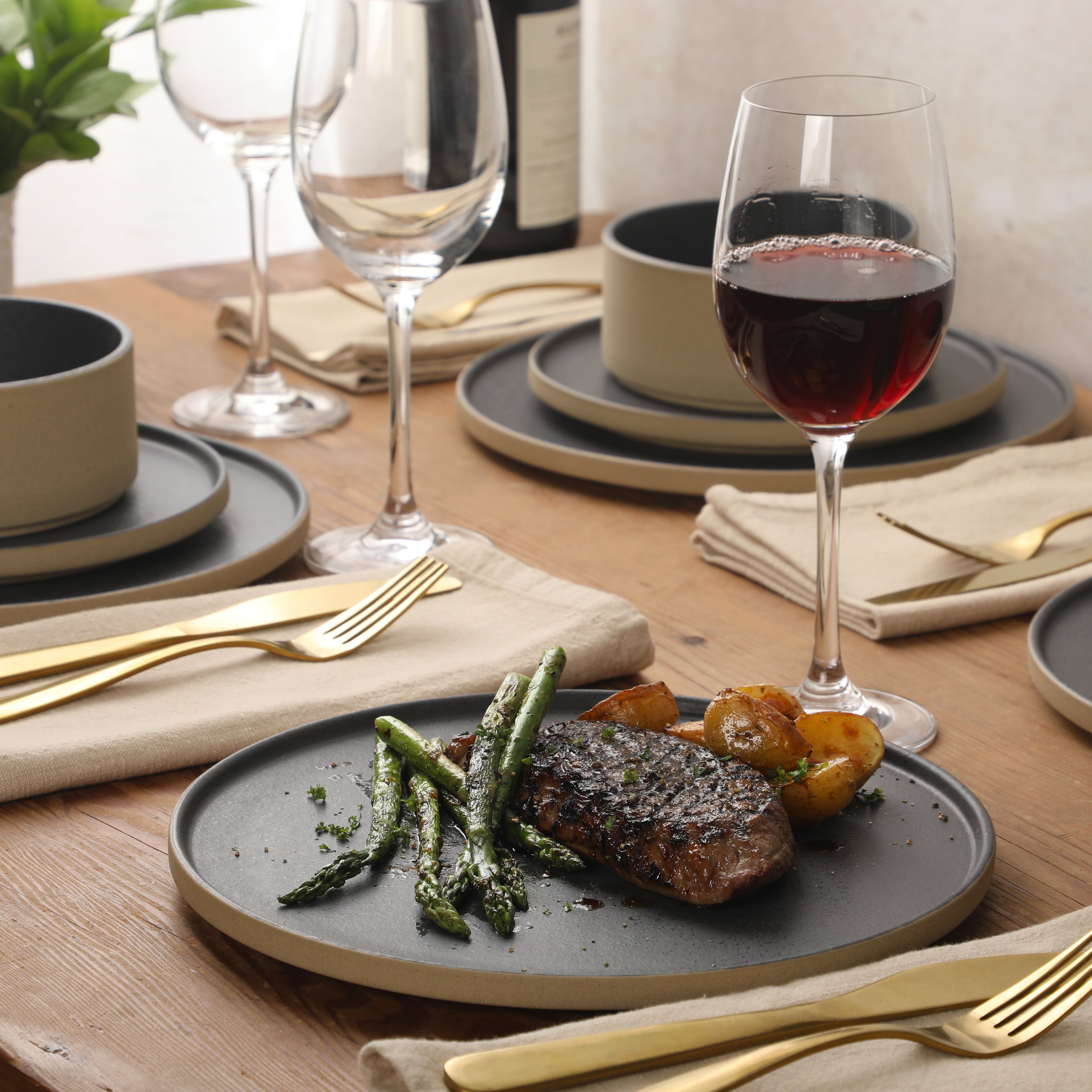Gibson Elite Villa Amadora - Made in Portugal - 12 Piece Dinnerware Set for 4, Stoneware Plates and Bowls Sets,Dinner Plates, Salad Plates, Cereal Bowls