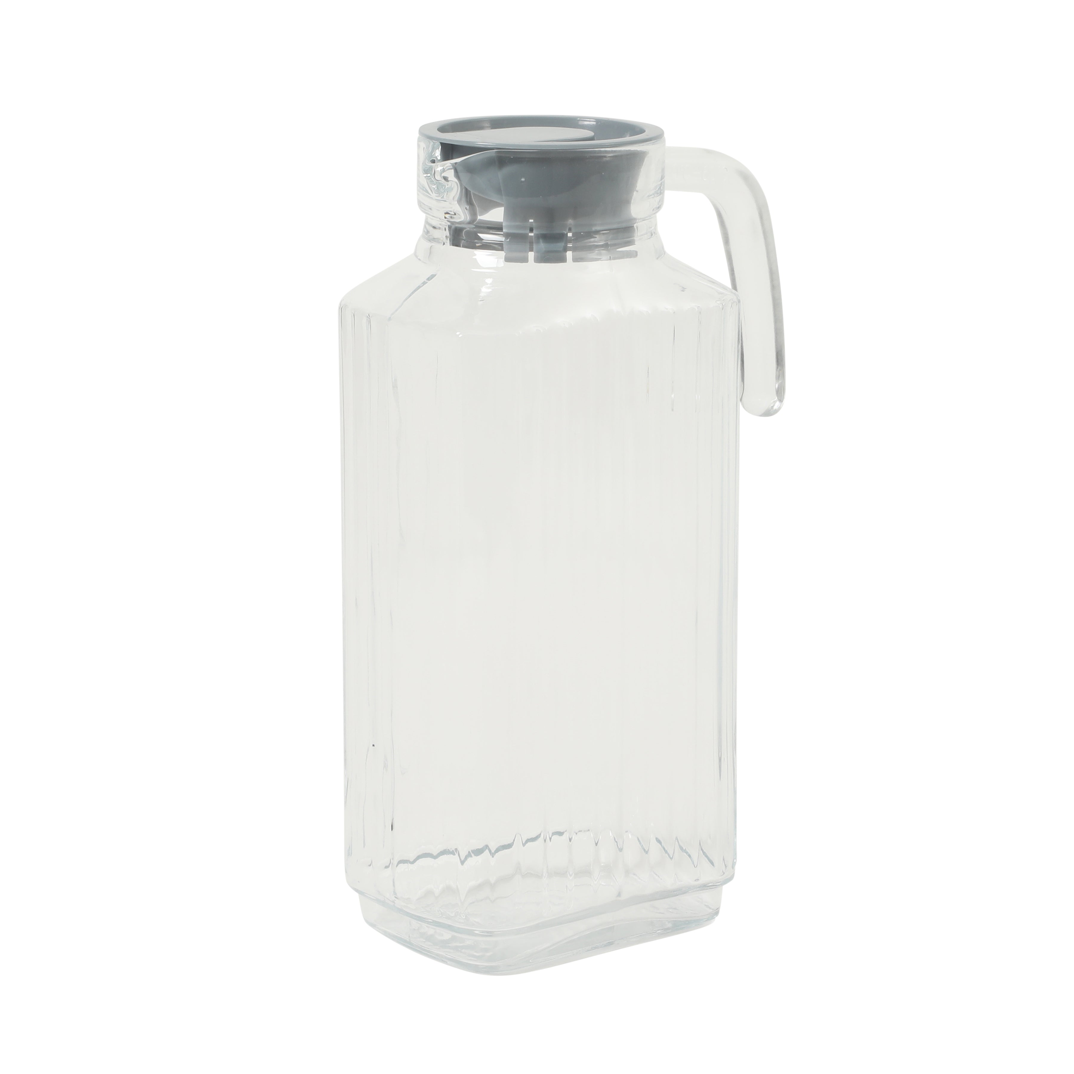 Gibson Home Raintree Glass Pitcher, 61 oz (1.8L) – Clear Water & Juice Pitcher with Lid and Easy-Pour Handle, Soda Lime Glass