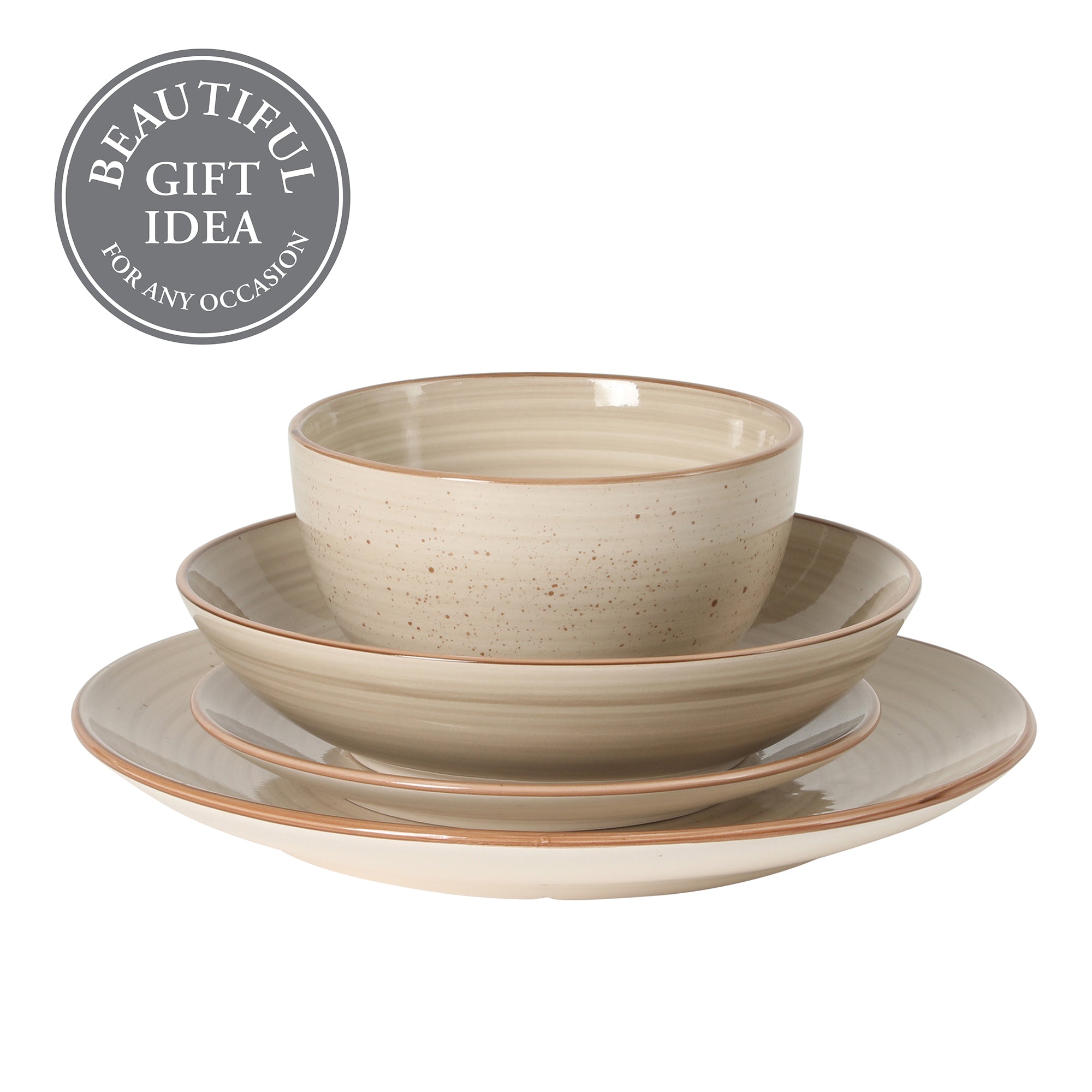 食器セット　HANDPAINTED Gibson Home Stonebury 16 Piece Plates and Bowls Assorted Color Dishes