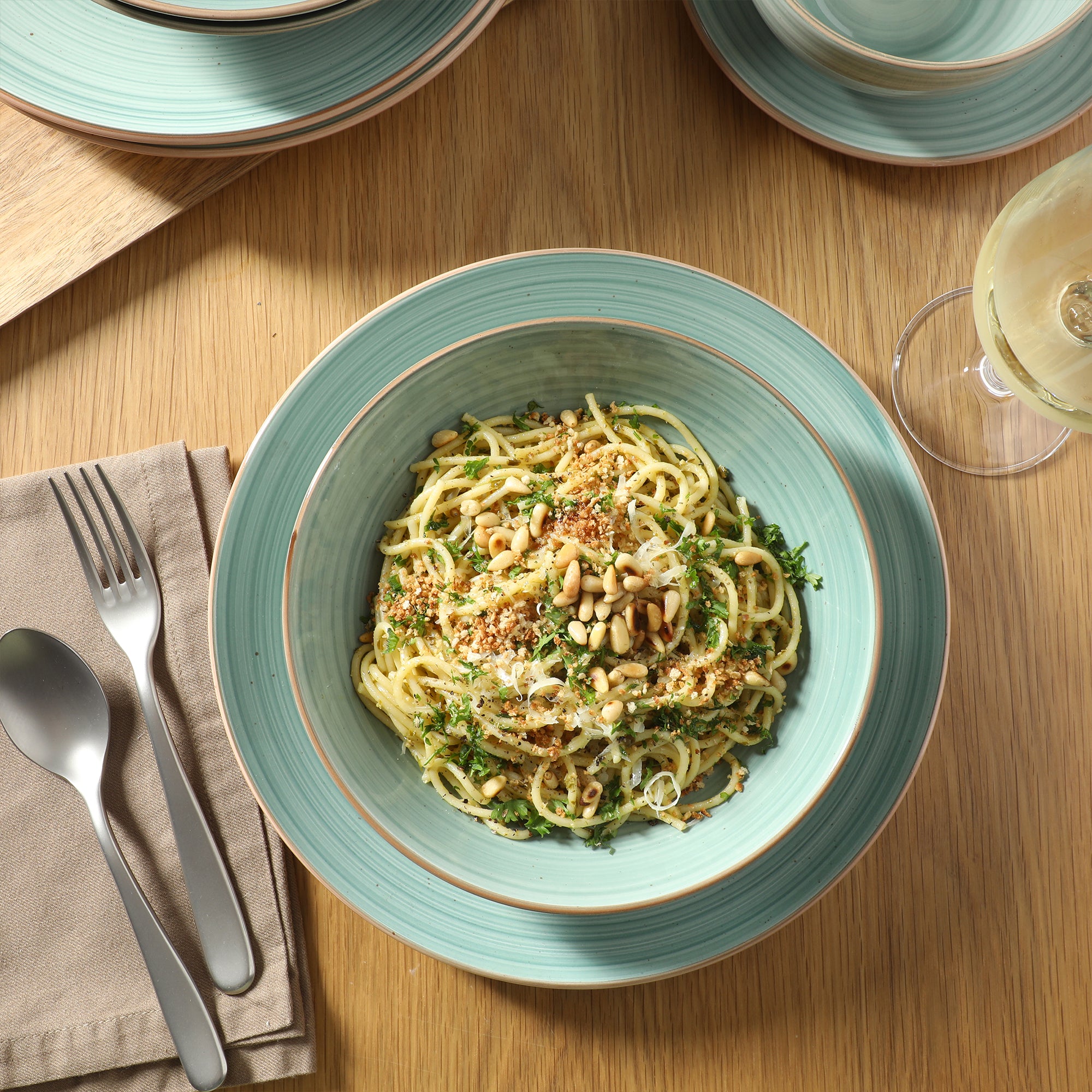 Gibson Home Stonebury 16 Piece Plates and Bowls Assorted Color Dishes - Handpainted Stoneware Dinnerware Set - Service for 4