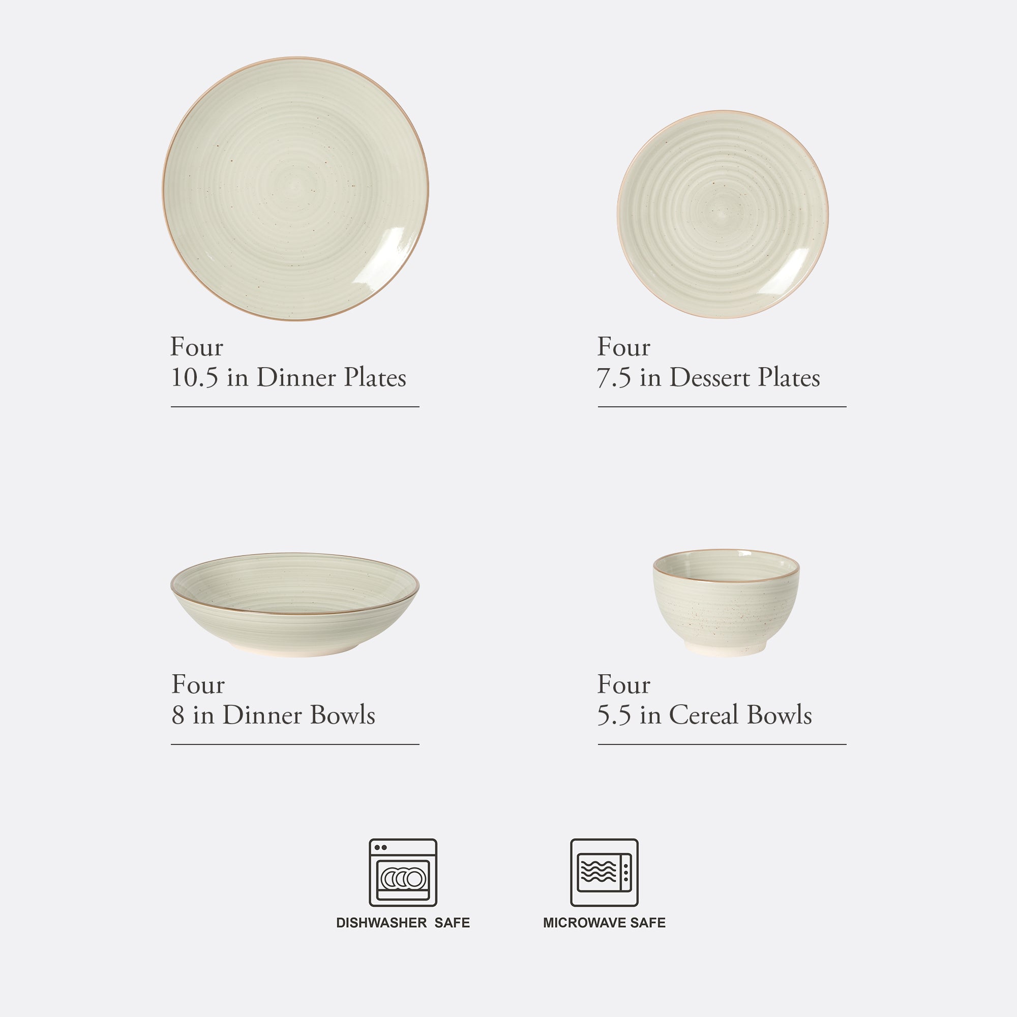 Gibson Home Stonebury 16 Piece Plates and Bowls Assorted Color Dishes - Handpainted Stoneware Dinnerware Set - Service for 4