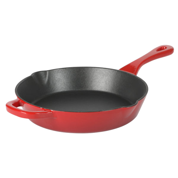 Crock Pot Artisan Enameled 8 Round Cast Iron Skillet, Color: Red