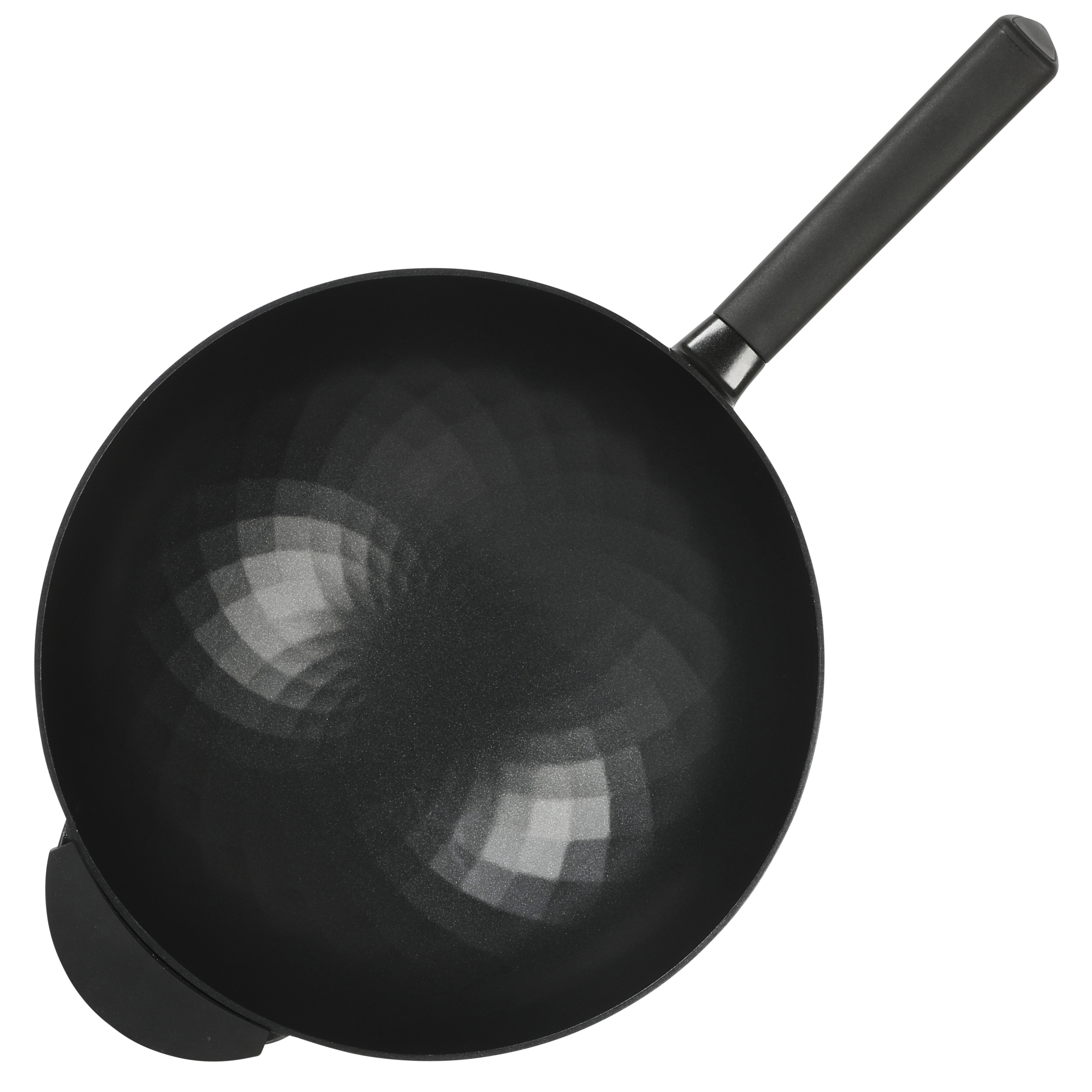 Kenmore Eugene 13 Inch Cast Aluminum Wok With Lid - Matte Black Finish, Non-Stick Cooking Surface