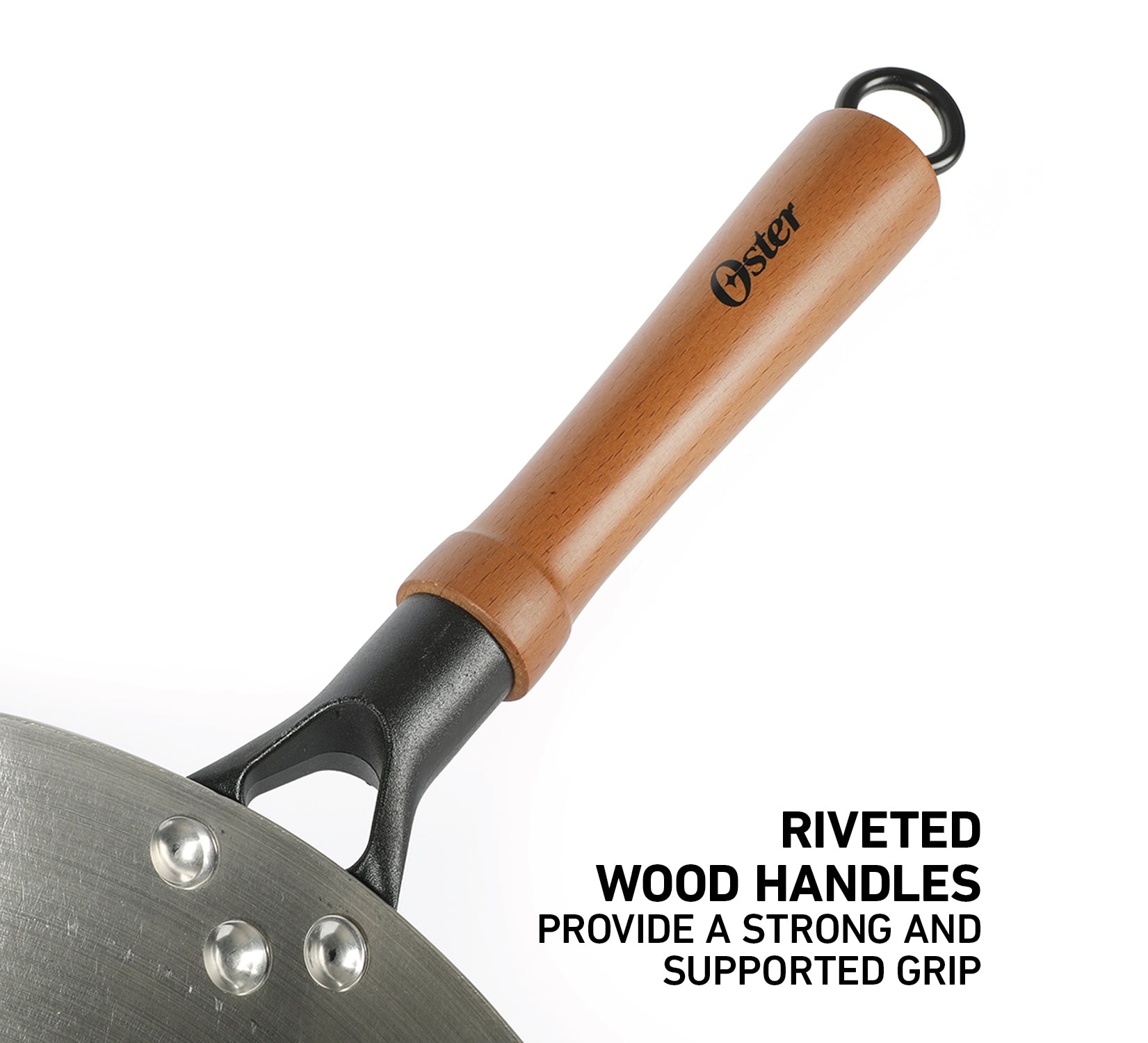 Oster Sangerfield 14-Inch Carbon Steel Wok w/ Wood Handles