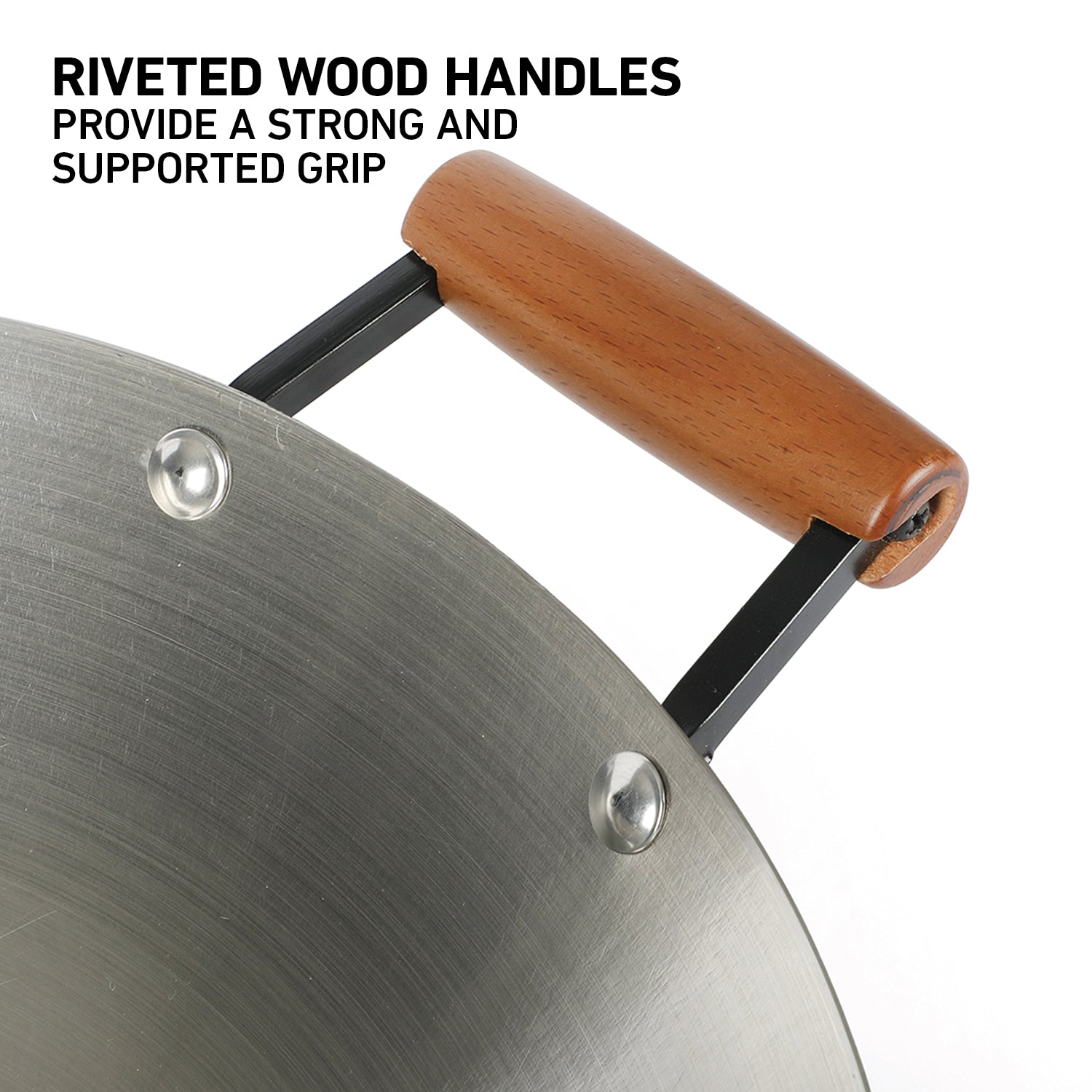 Oster Sangerfield 14-Inch Carbon Steel Wok w/ Wood Handles
