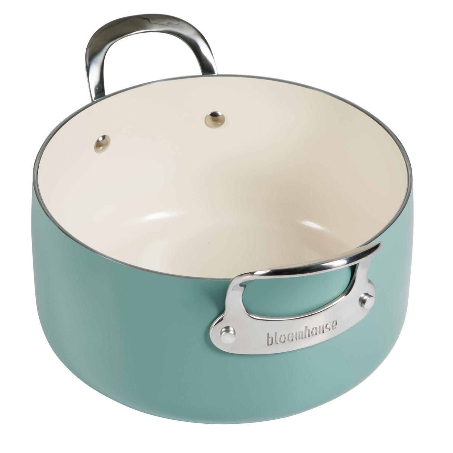 Bloomhouse 4-Piece Heavy-Gauge Aluminum Cookware Set w/ Ceramic Interior & Steamer Insert Oat White