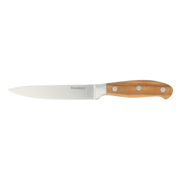 Bloomhouse 5 Inch German Steel Utility Boning Knife w/ Olive Wood Forg