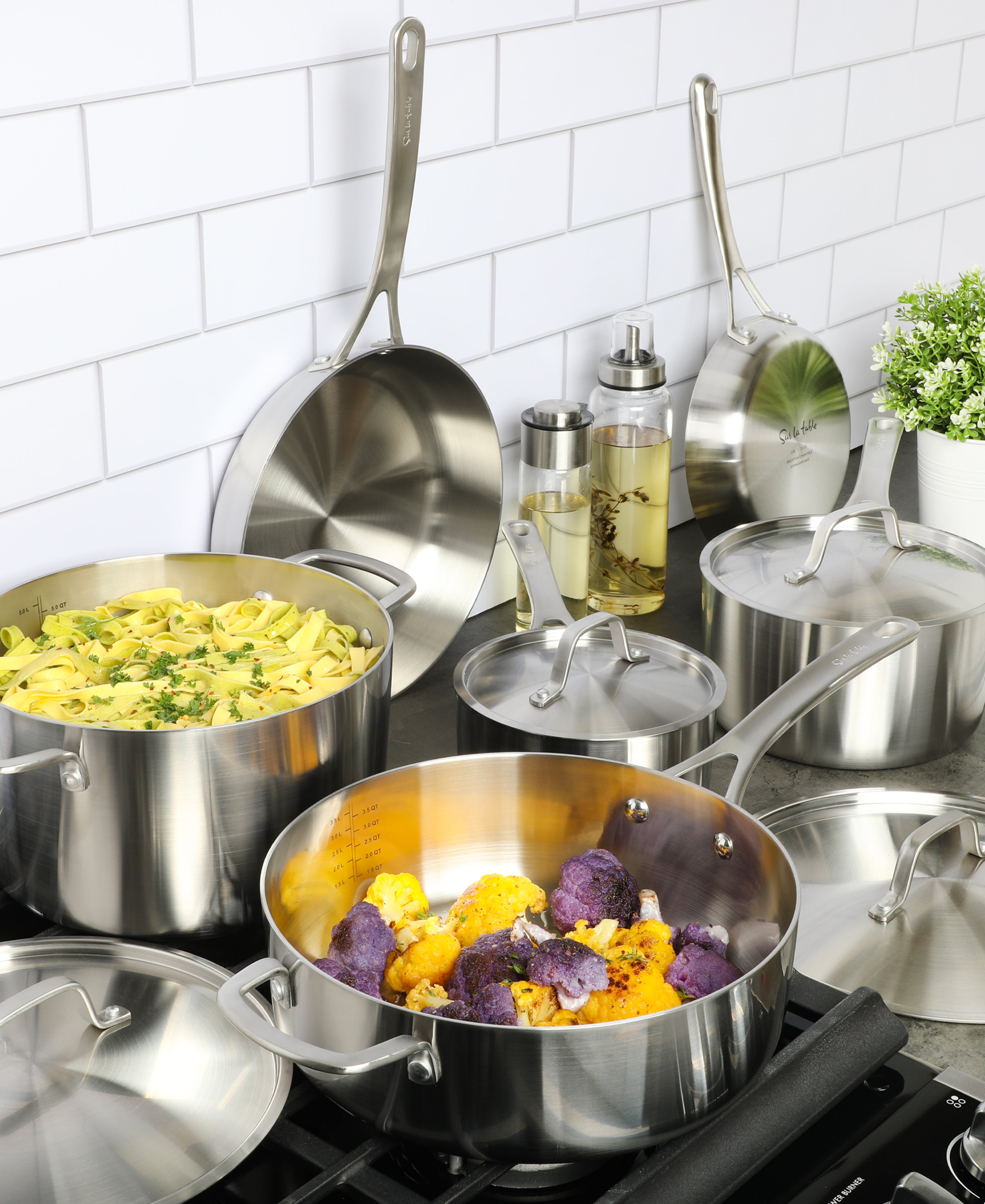 Sur La Table Pike and Pine 10-Piece Triply Stainless Steel Cookware Se