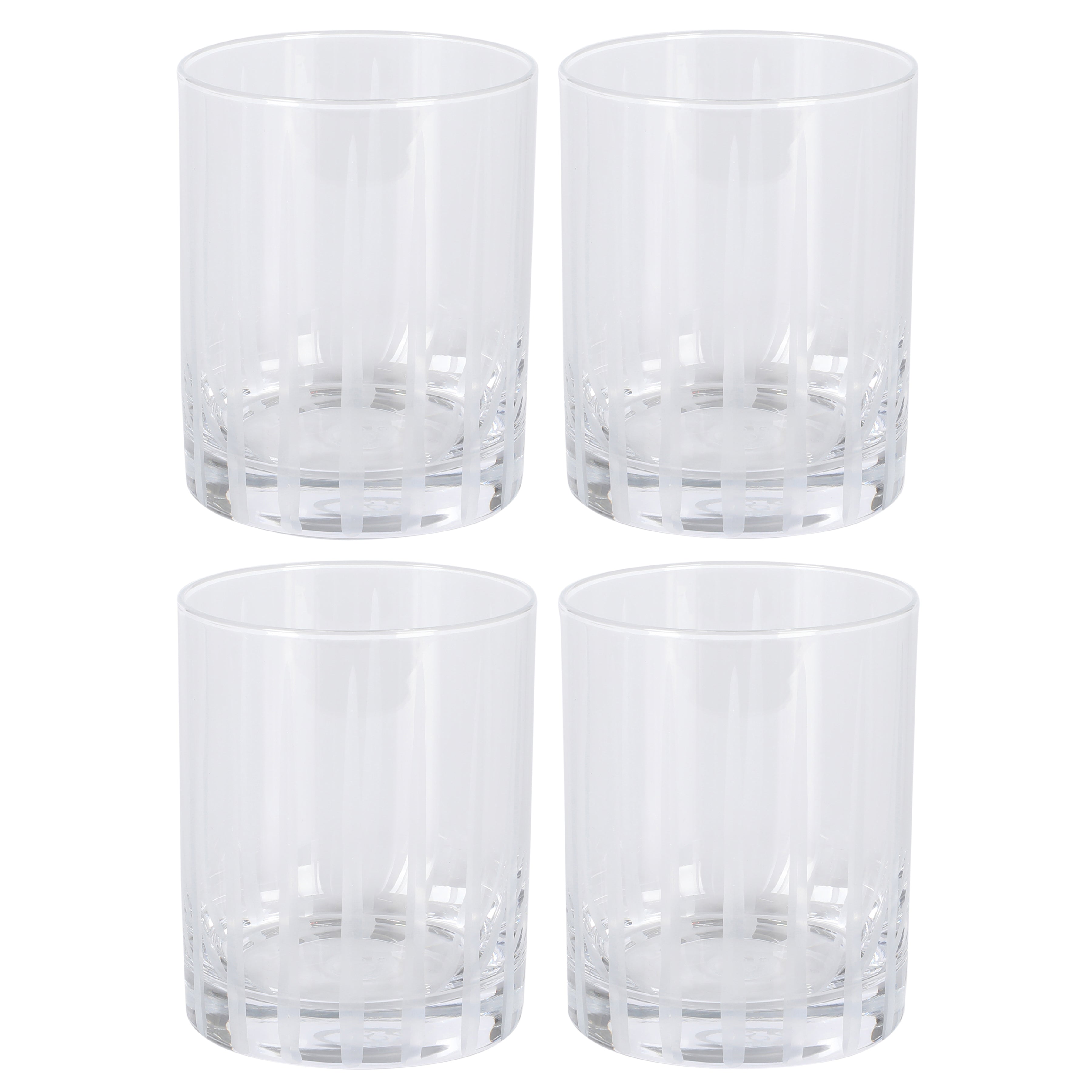 Babish 4 Piece 14 OZ DOF Old Fashioned Drinking and Whiskey Glass - Etched Handmade Clear Glass
