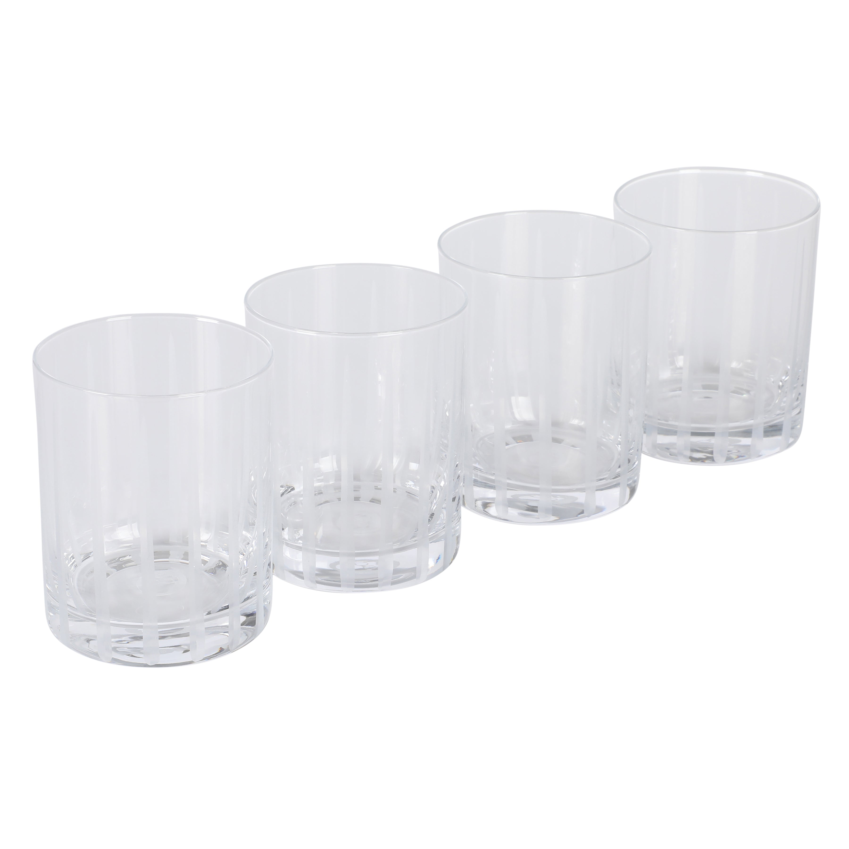 Babish 4 Piece 14 OZ DOF Old Fashioned Drinking and Whiskey Glass - Etched Handmade Clear Glass