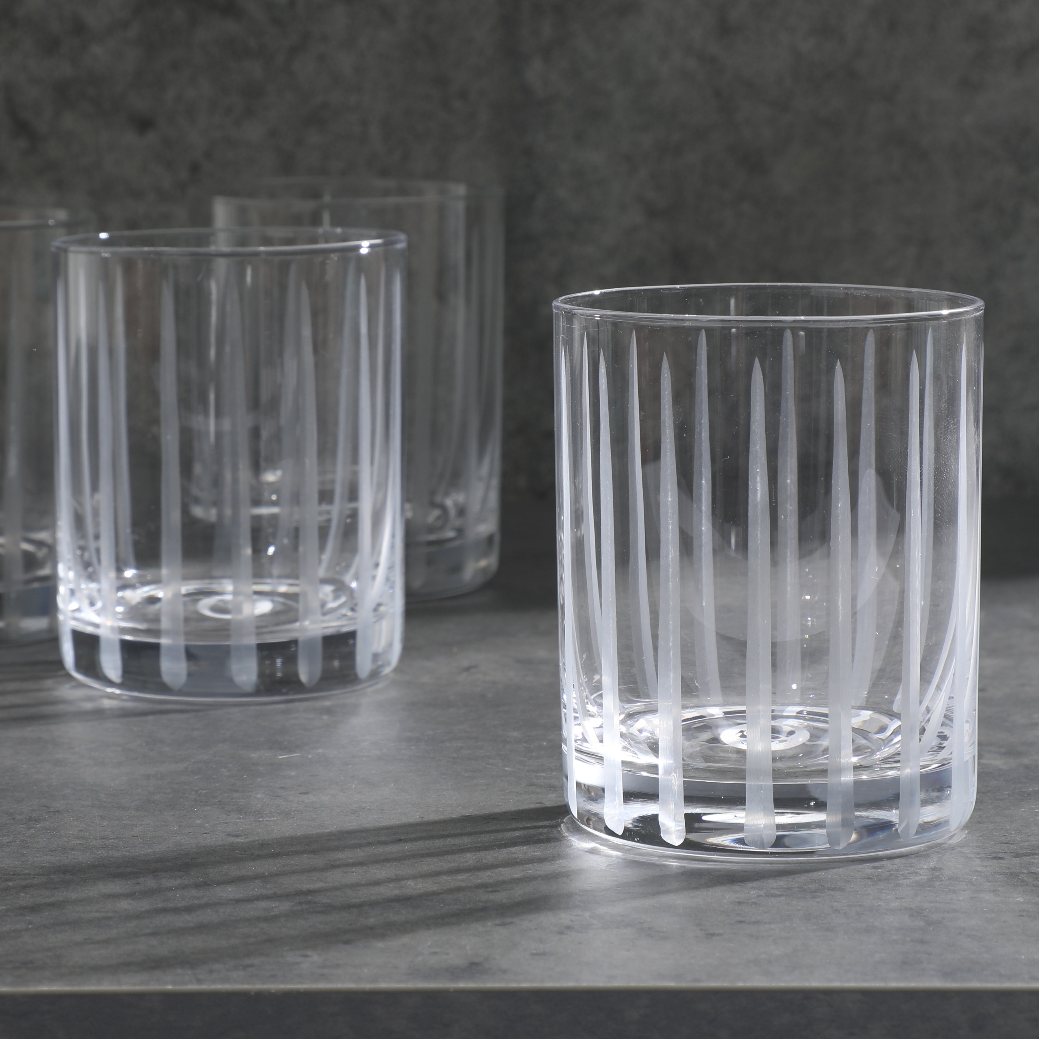 Babish 4 Piece 14 OZ DOF Old Fashioned Drinking and Whiskey Glass - Etched Handmade Clear Glass