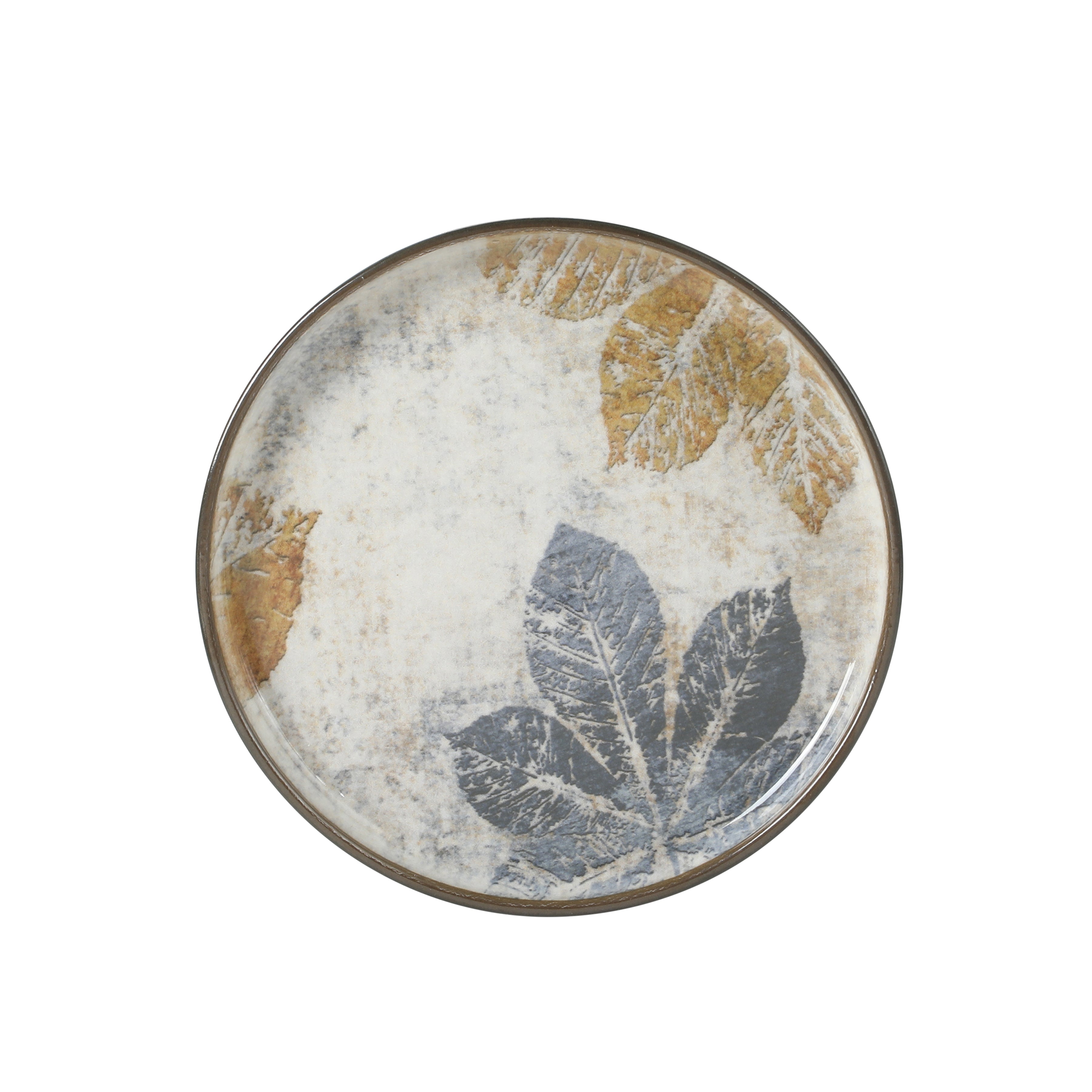 Gibson Elite Chantilly Hill 16-Piece Porcelain Dinnerware Set, Round Plates & Bowls, Multicolor Leaf Design, Microwave & Dishwasher Safe, Service for 4