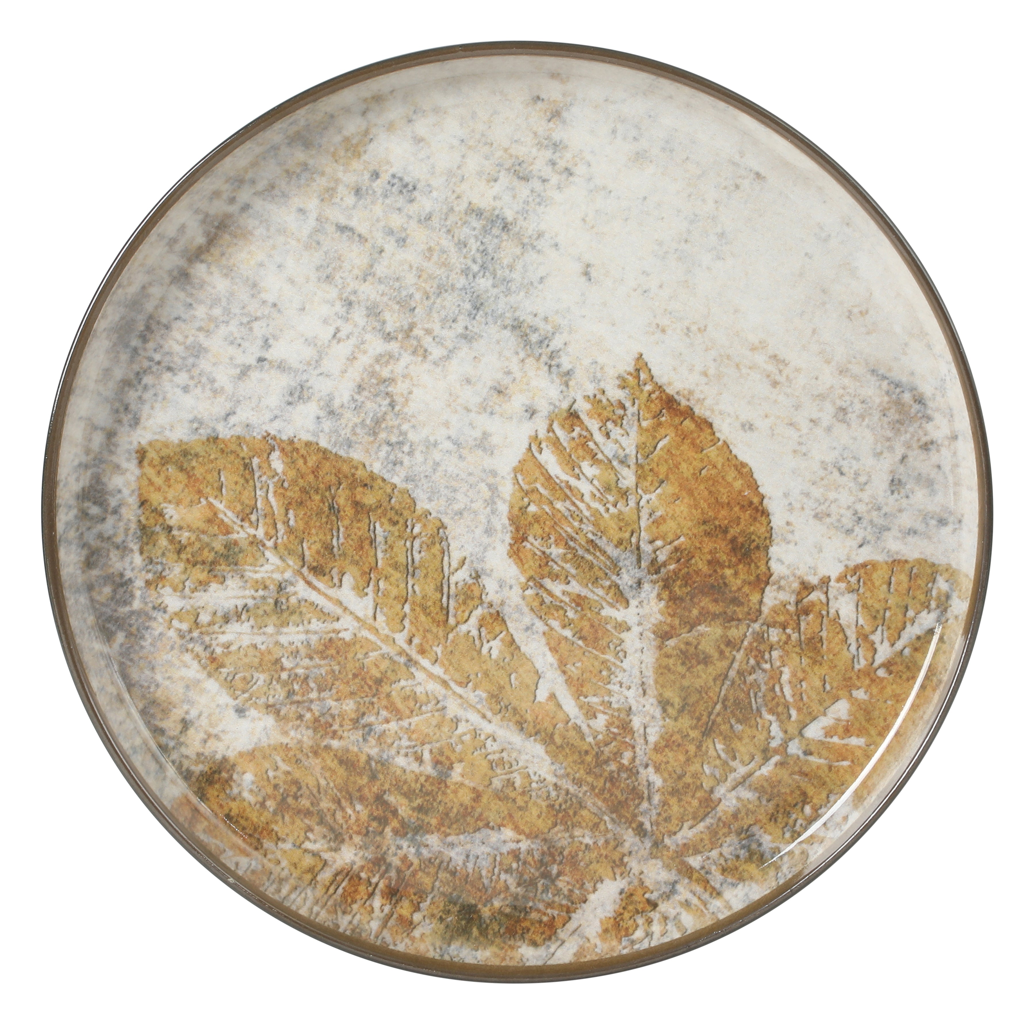 Gibson Elite Chantilly Hill 16-Piece Porcelain Dinnerware Set, Round Plates & Bowls, Multicolor Leaf Design, Microwave & Dishwasher Safe, Service for 4