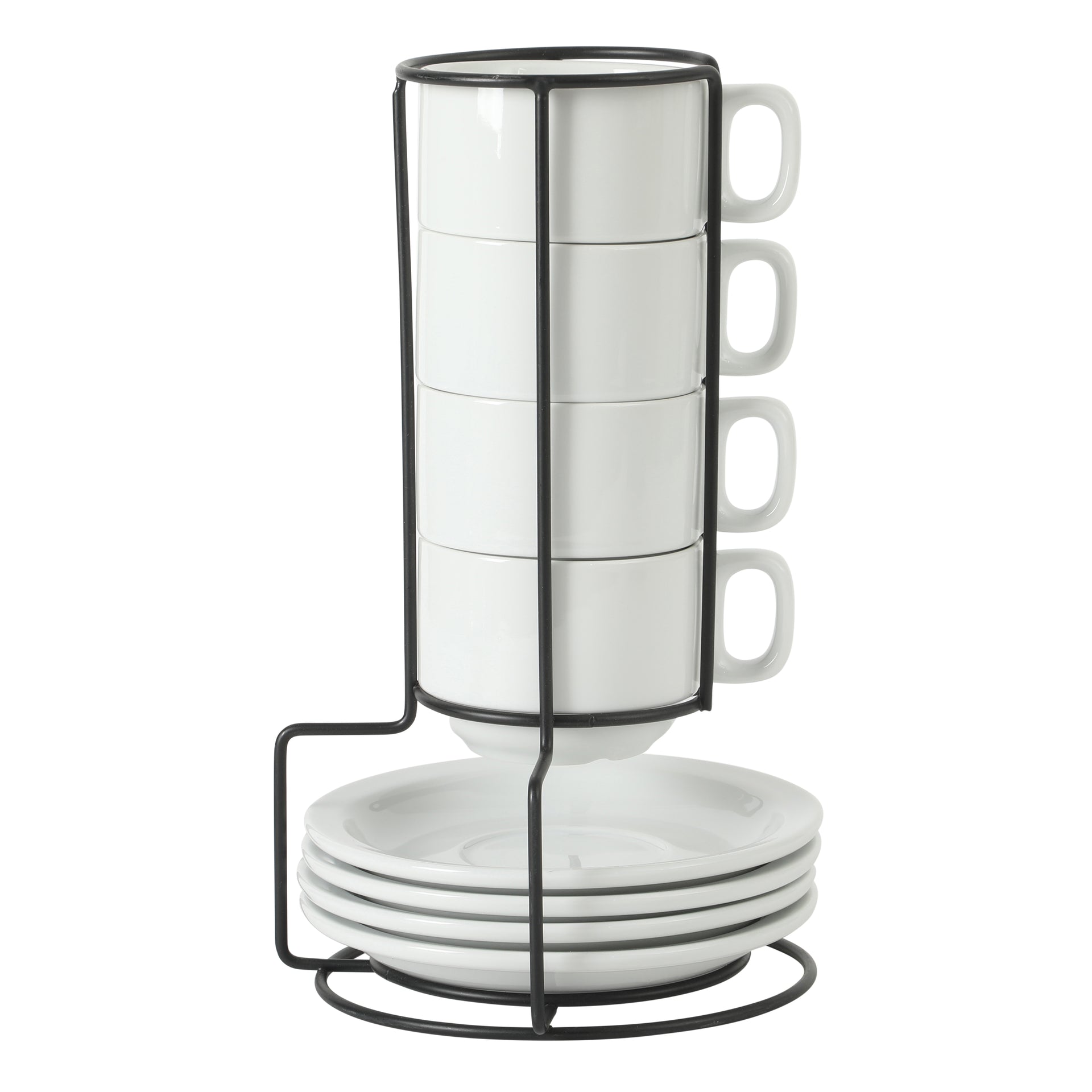 Gibson 7-Ounce Cappuccino Cups, Saucers, & Stand