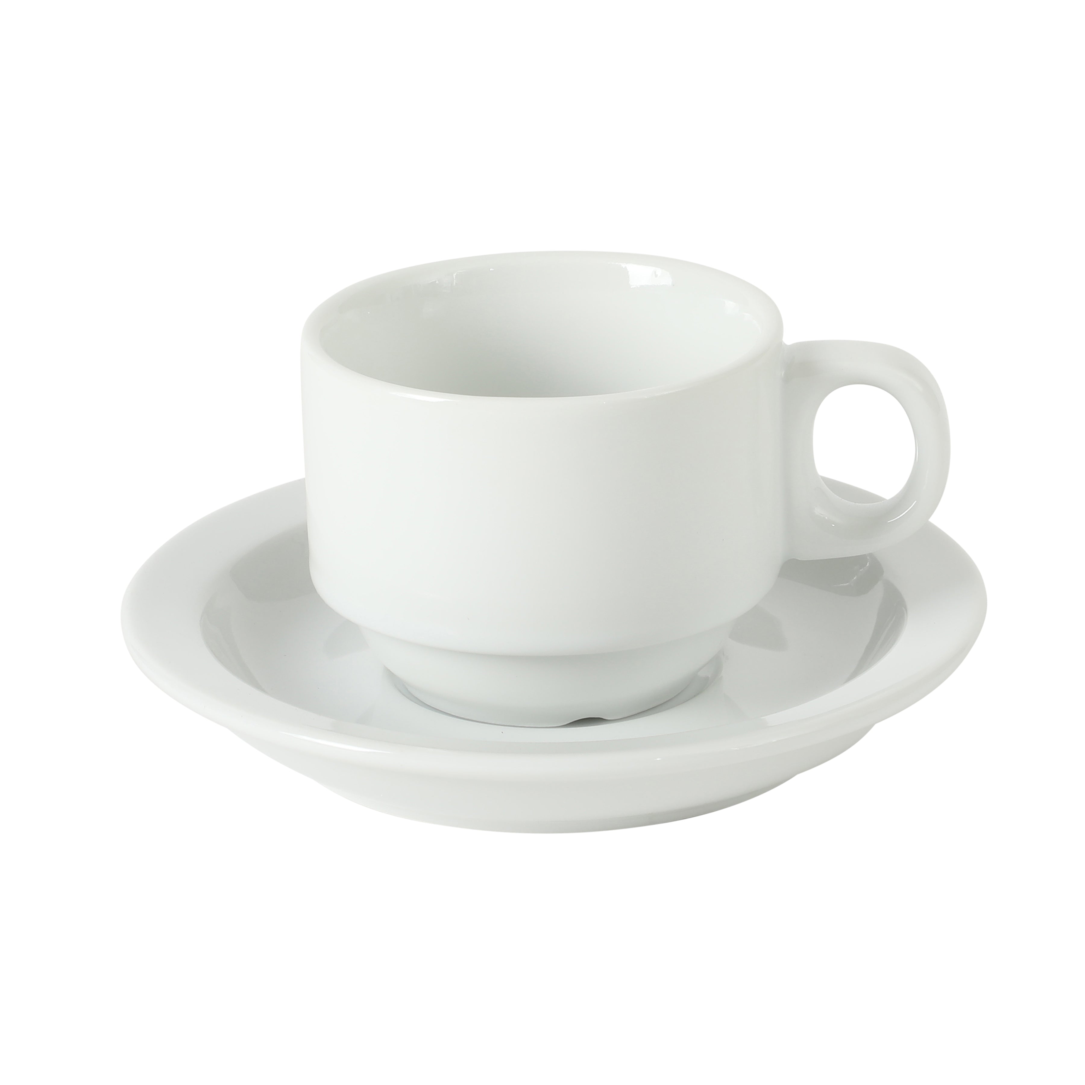 Gibson Home Gracious Dining 3-Ounce Espresso Cups Set of 4, Small Stackable Coffee Cups with 4 Saucers, Metal Stand, Ceramic Demitasse Mugs, Espresso Accessories for Machine