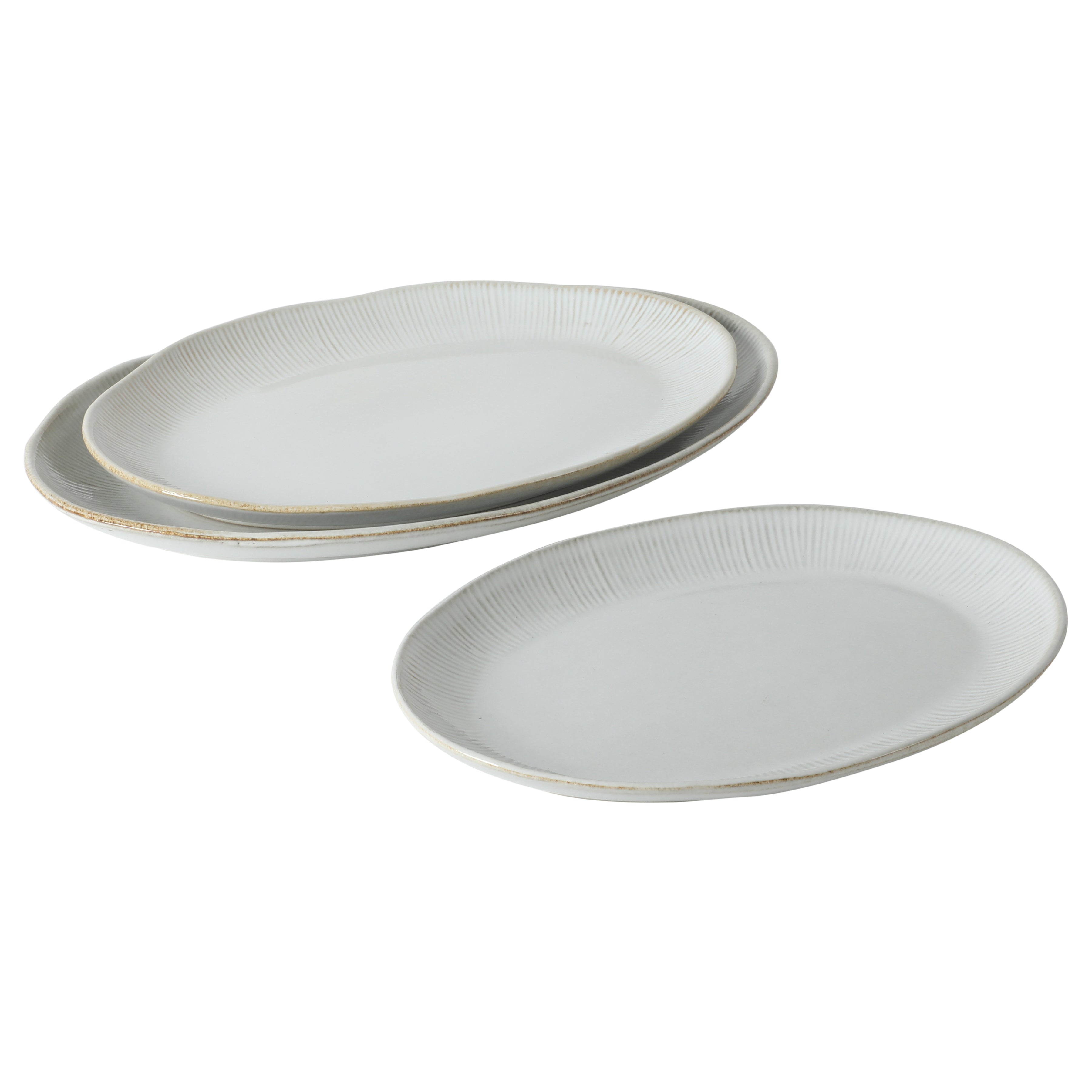 Gibson Elite Sandy Pines 3 Piece Oval Platter Set, 15.7”, 13.75” & 12” Stoneware Serving Platters, Reactive Glaze Finish, Microwave & Dishwasher Safe
