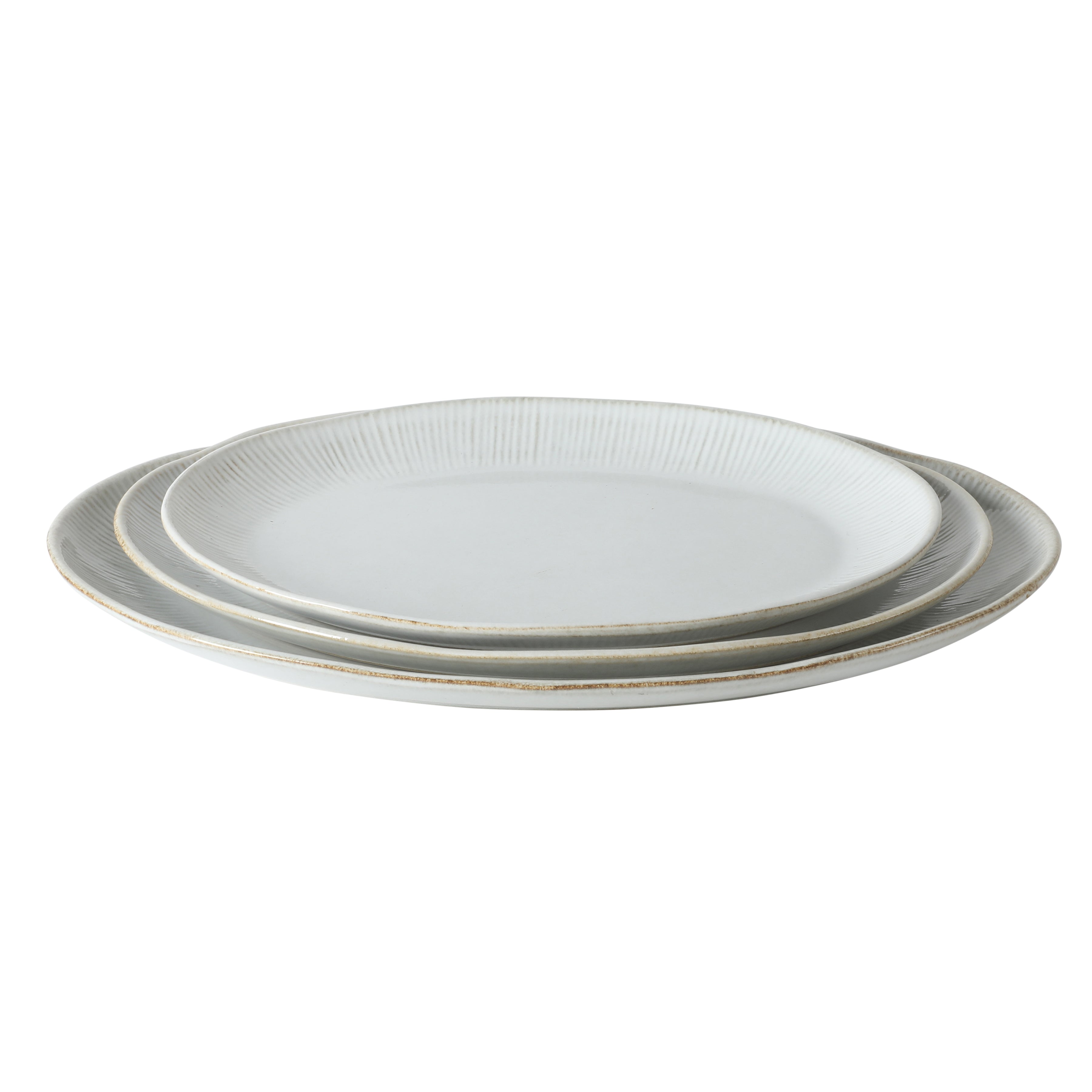 Gibson Elite Sandy Pines 3 Piece Oval Platter Set, 15.7”, 13.75” & 12” Stoneware Serving Platters, Reactive Glaze Finish, Microwave & Dishwasher Safe