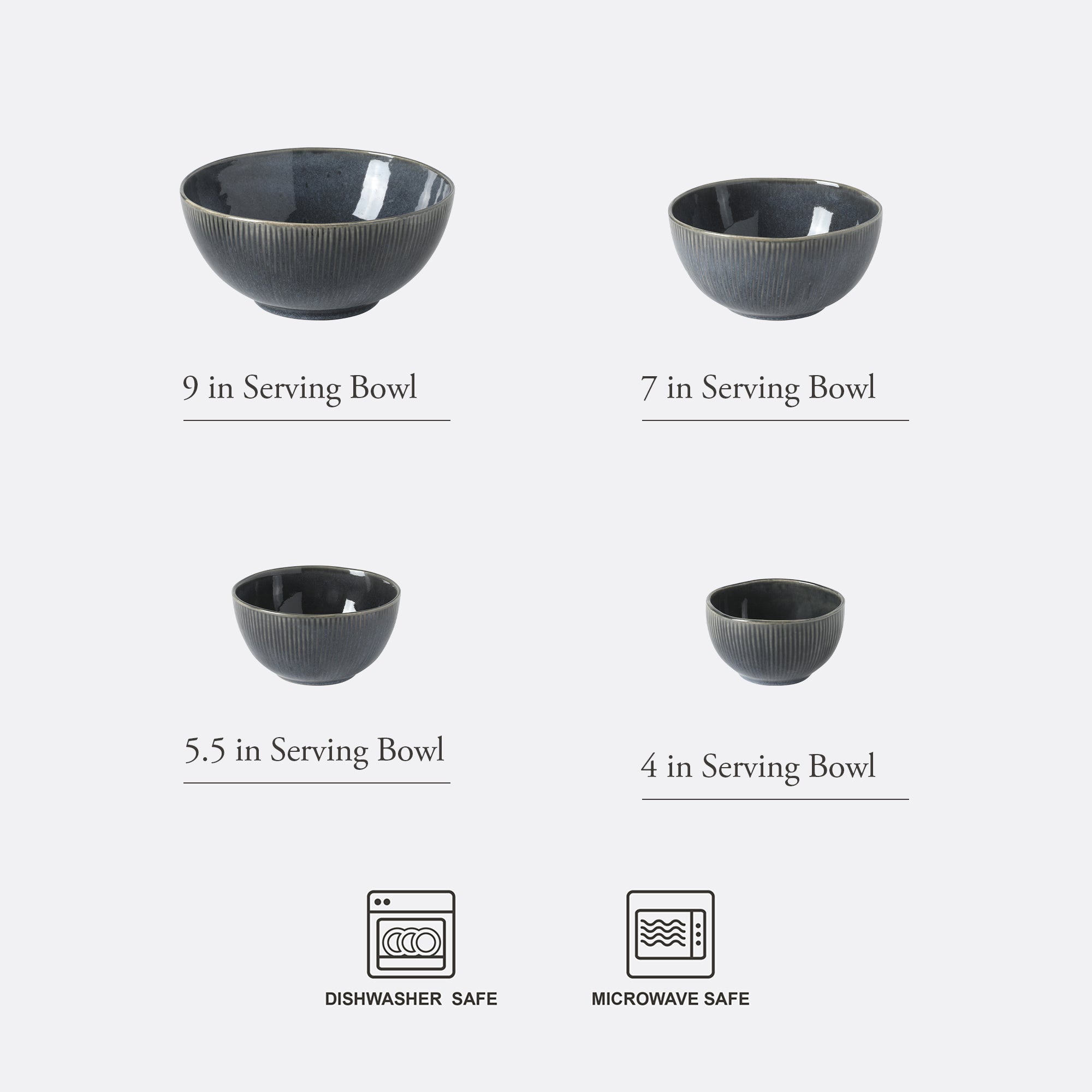 Gibson Elite Sandy Pines 4 Piece Nesting Bowl Set, 4”, 5.5”, 7” & 9” Round Stoneware Bowls, Reactive Glaze Finish, Mixing, Prep & Serving Bowls, Microwave & Dishwasher Safe