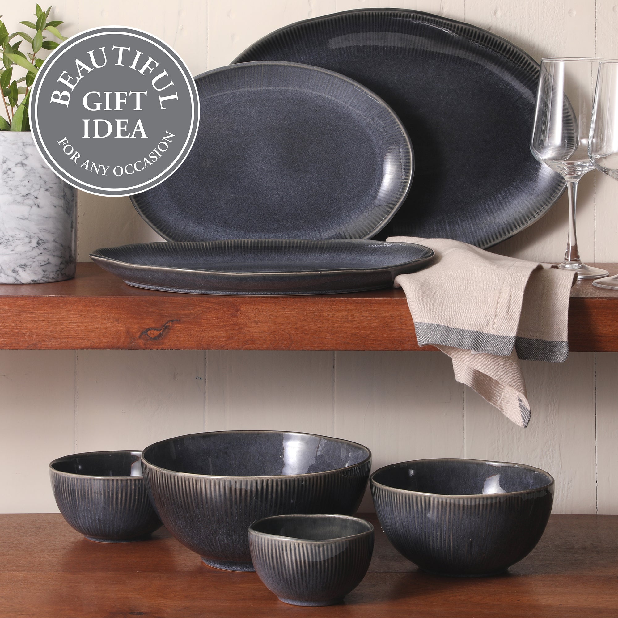 Gibson Elite Sandy Pines 4 Piece Nesting Bowl Set, 4”, 5.5”, 7” & 9” R