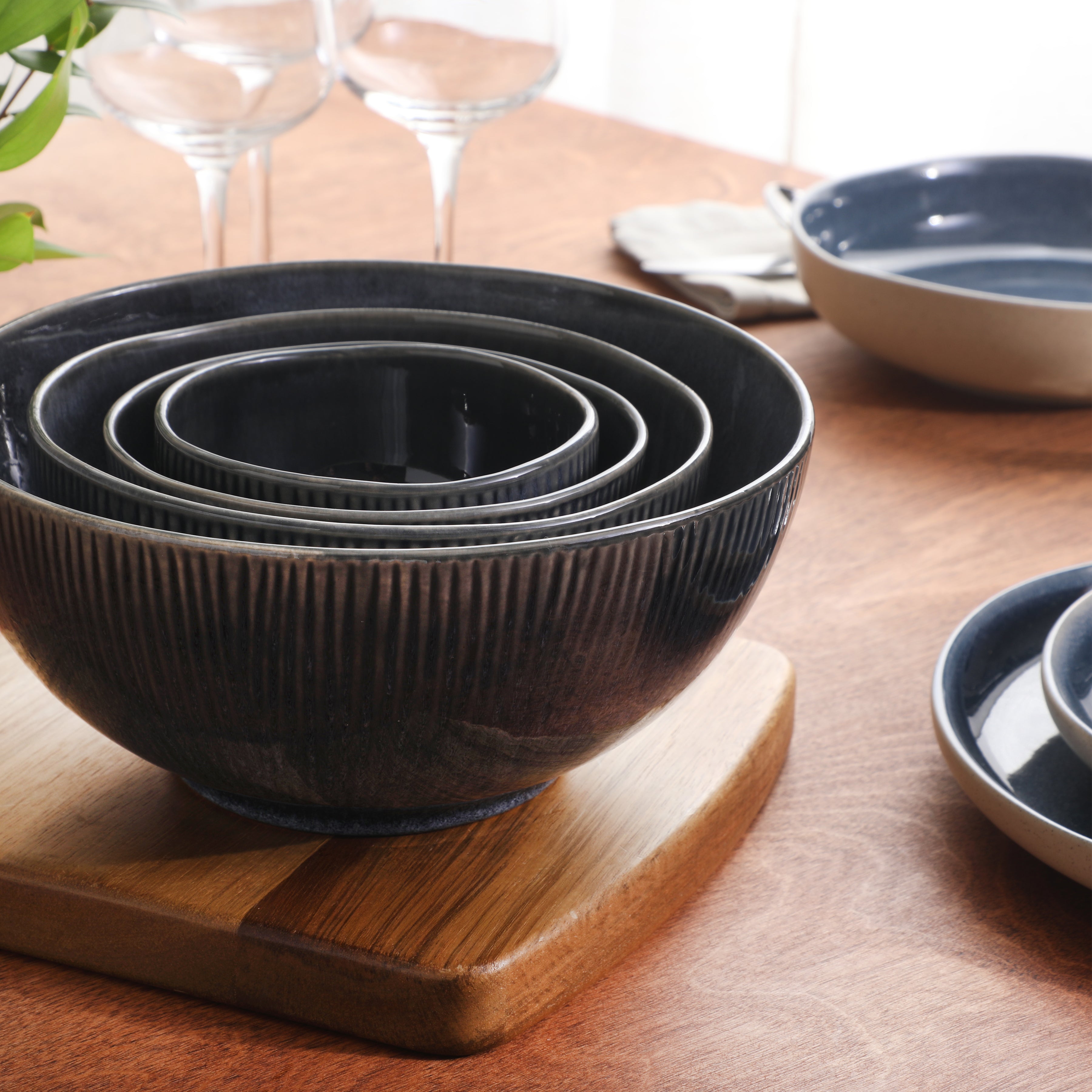 Gibson Elite Sandy Pines 4 Piece Nesting Bowl Set, 4”, 5.5”, 7” & 9” R