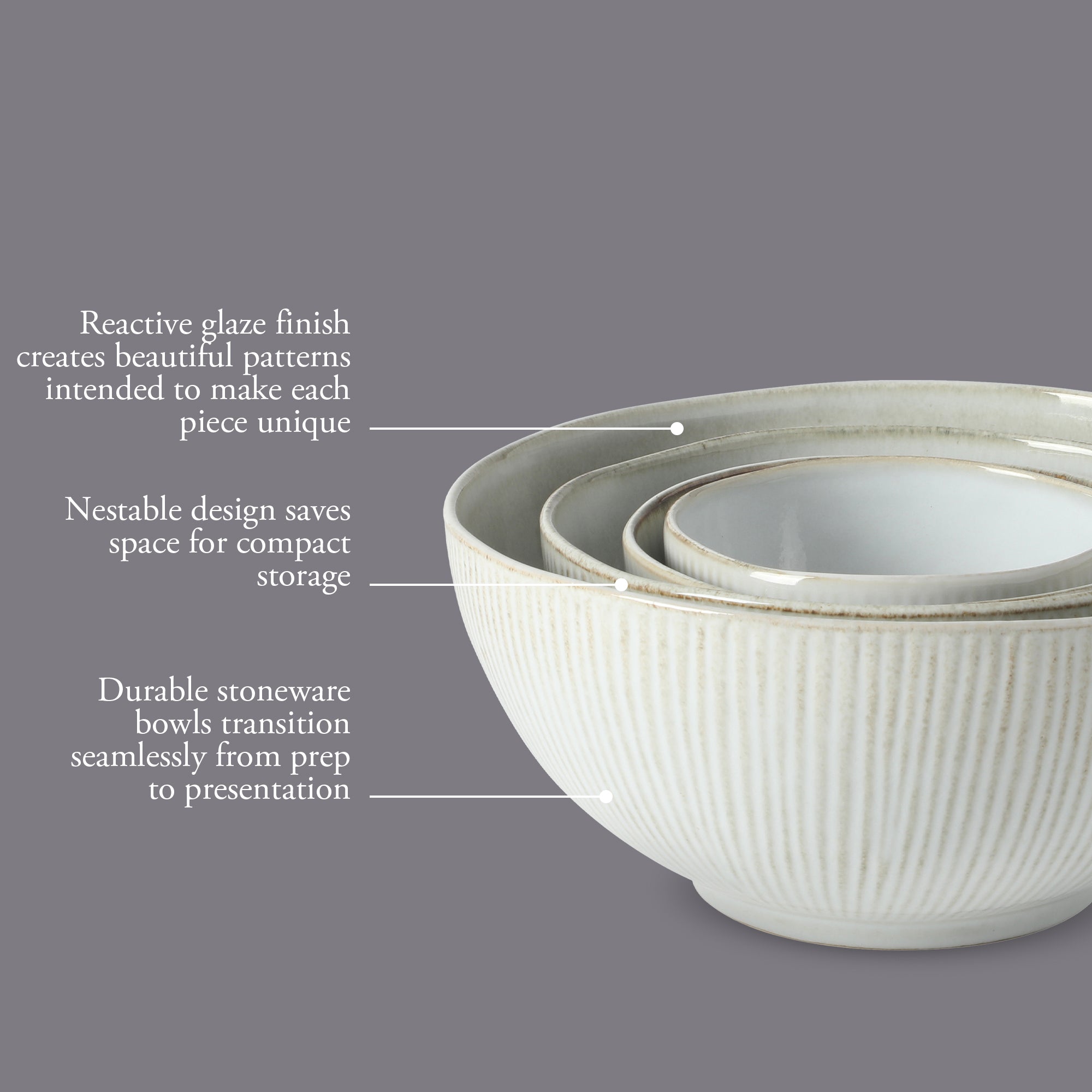 Gibson Elite Sandy Pines 4 Piece Nesting Bowl Set, 4”, 5.5”, 7” & 9” R