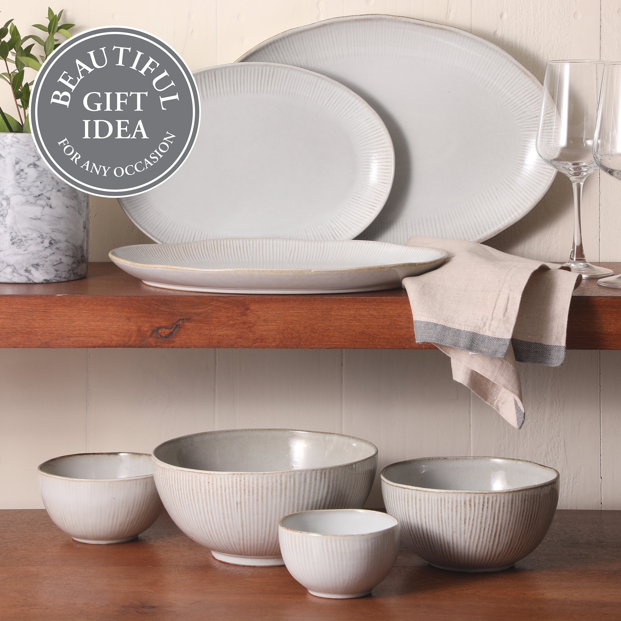 食器 ephelis stonewhite bowl s Gibson Elite Sandy Pines 4 Piece Nesting Bowl Set, 4”, 5.5”, 7” & 9” R