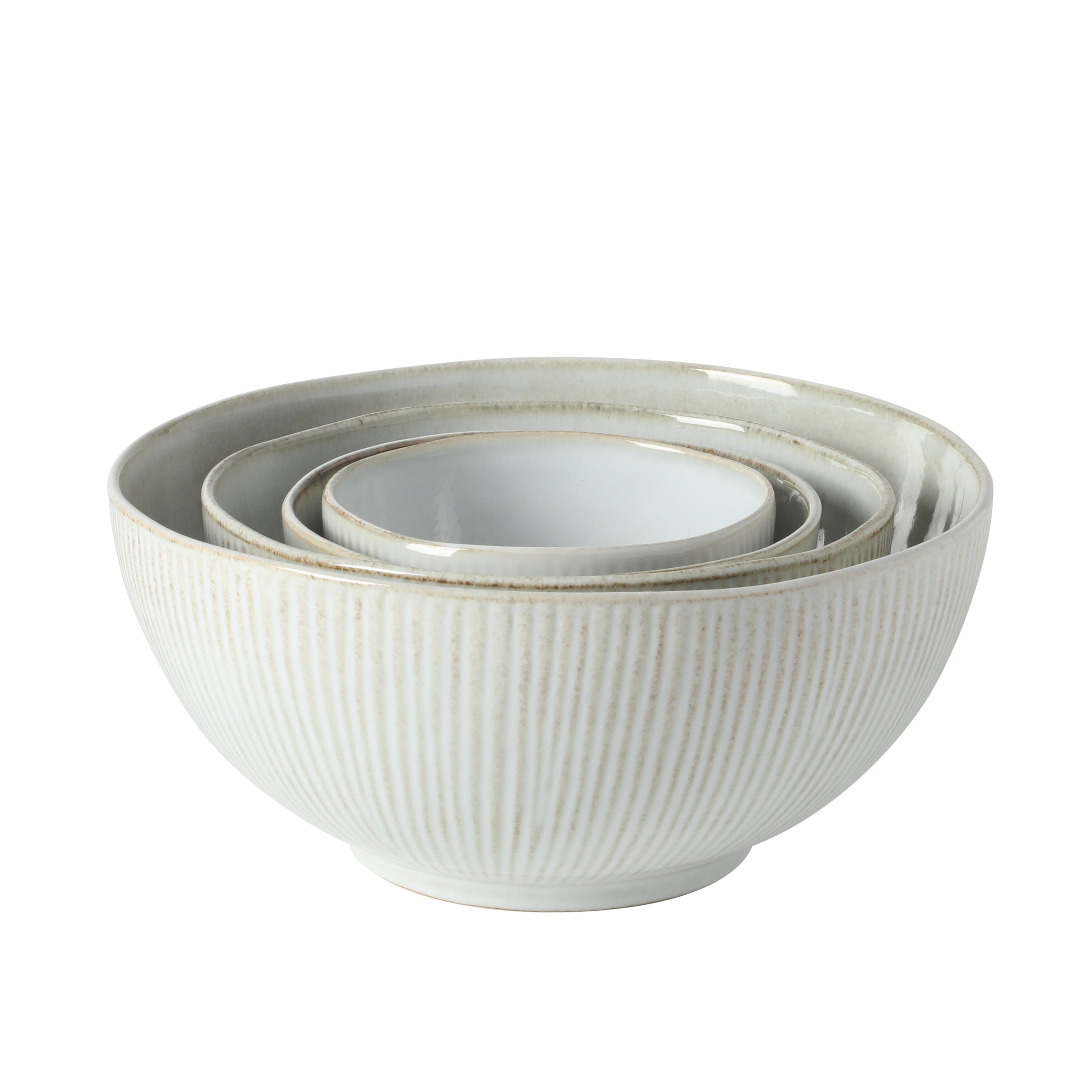 Gibson Elite Sandy Pines 4 Piece Nesting Bowl Set, 4”, 5.5”, 7” & 9” Round Stoneware Bowls, Reactive Glaze Finish, Mixing, Prep & Serving Bowls, Microwave & Dishwasher Safe