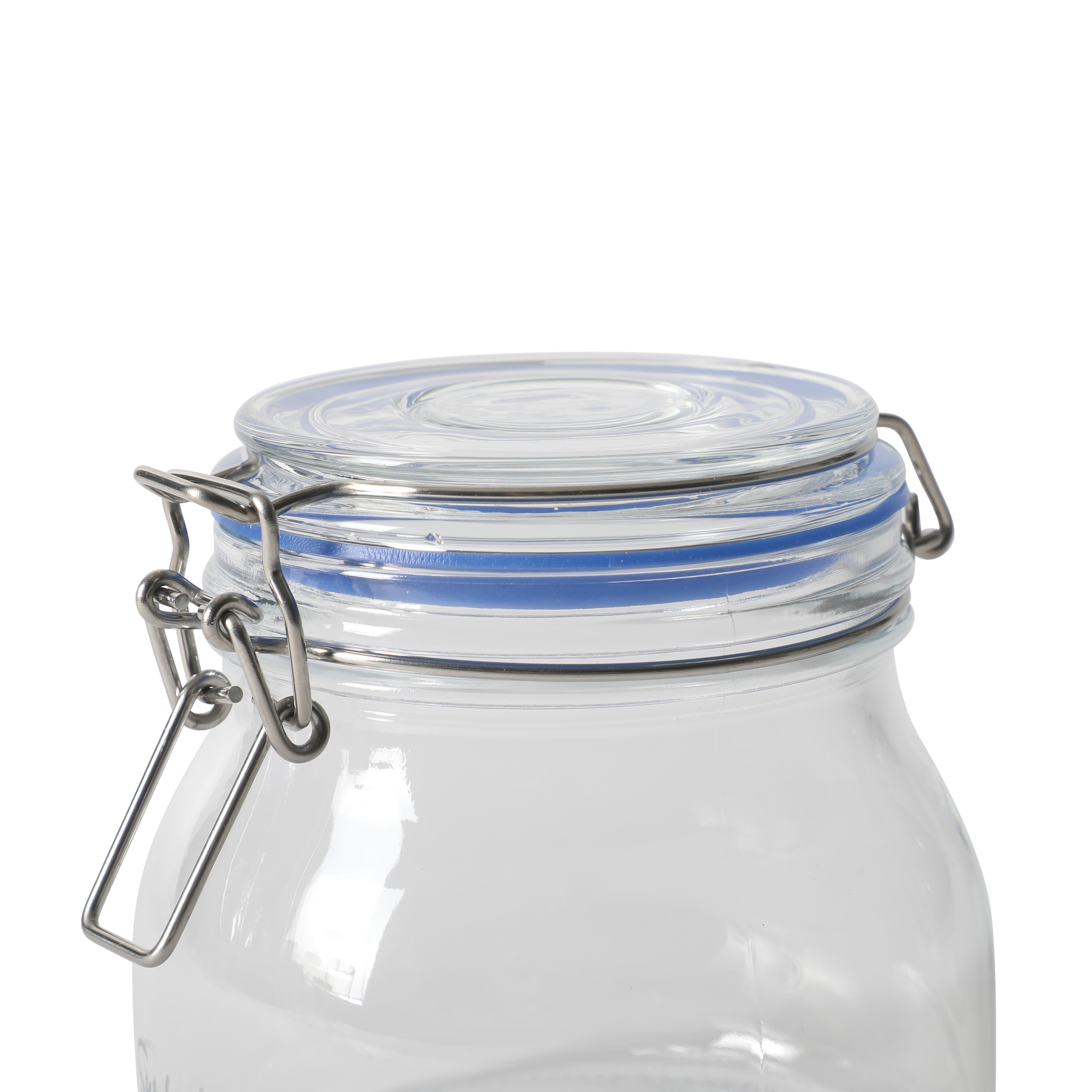 Sur La Table Lyon Court 4-Piece Glass Canister Set with Airtight Trigger Clamp Lids, Clear – 71 oz, 54 oz, 37 oz & 22.5 oz Sizes, Rubber Gasket Seal, Dishwasher Safe Food Storage Jars