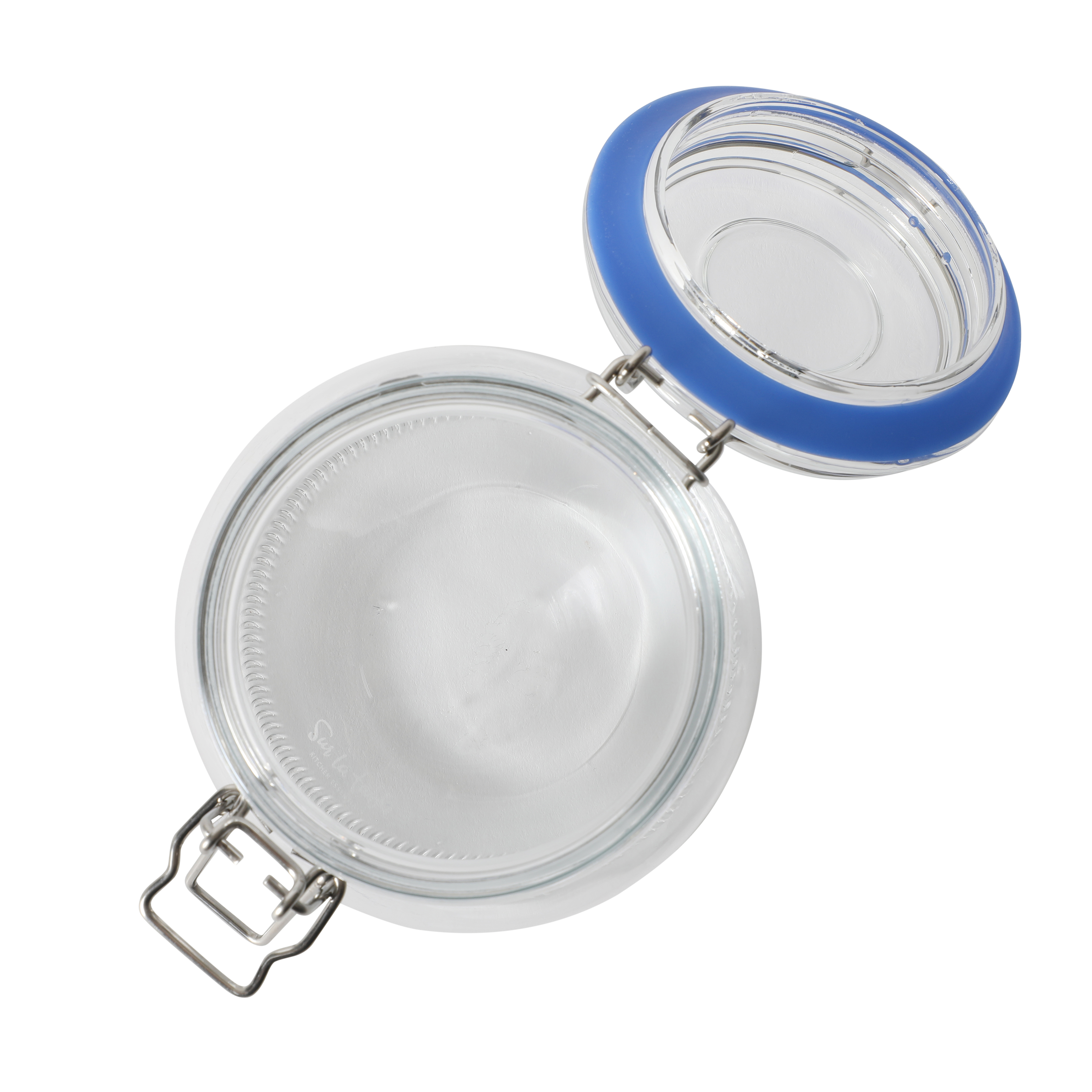 Sur La Table Lyon Court 4-Piece Glass Canister Set with Airtight Trigger Clamp Lids, Clear – 71 oz, 54 oz, 37 oz & 22.5 oz Sizes, Rubber Gasket Seal, Dishwasher Safe Food Storage Jars