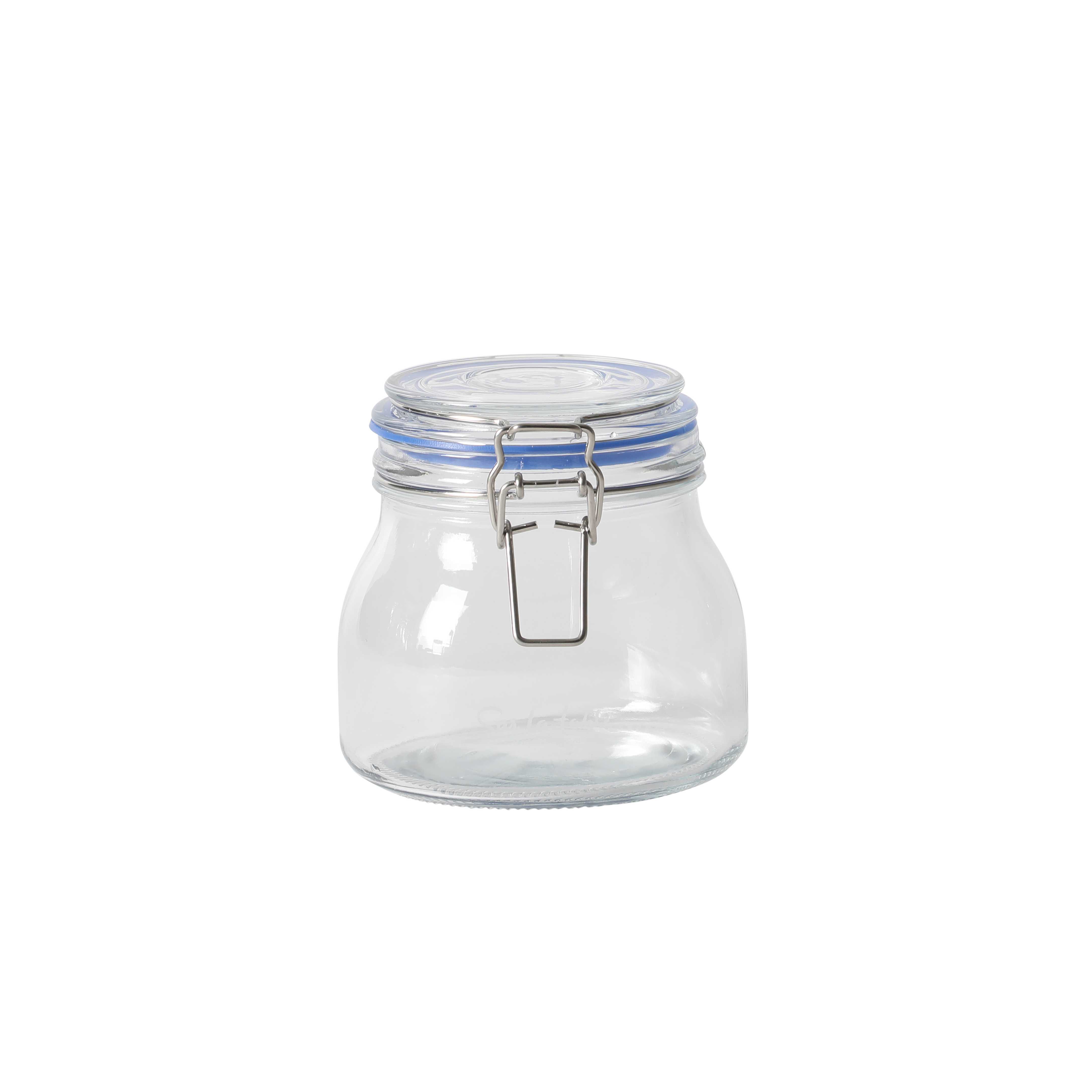 Sur La Table Lyon Court 4-Piece Glass Canister Set with Airtight Trigger Clamp Lids, Clear – 71 oz, 54 oz, 37 oz & 22.5 oz Sizes, Rubber Gasket Seal, Dishwasher Safe Food Storage Jars