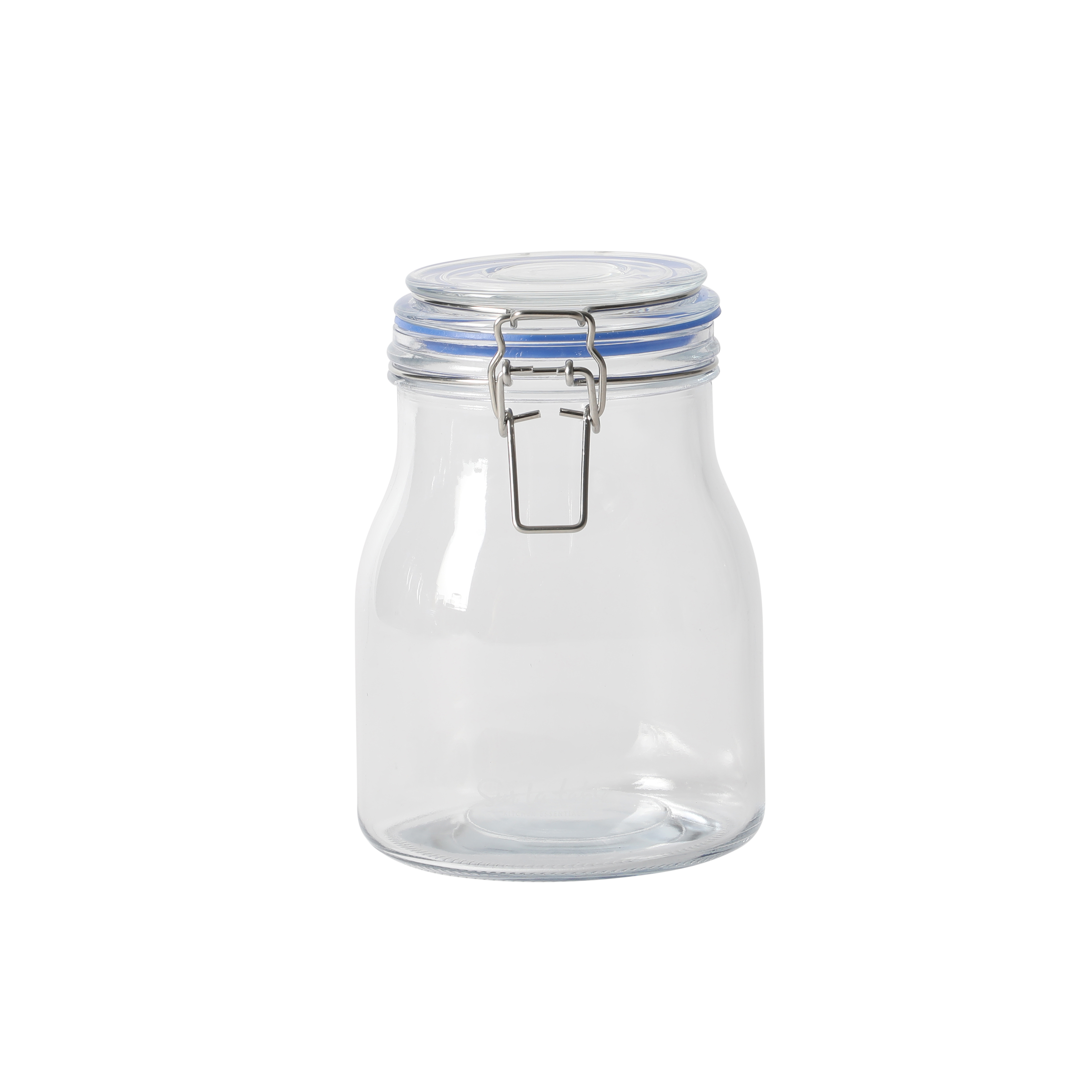 Sur La Table Lyon Court 4-Piece Glass Canister Set with Airtight Trigger Clamp Lids, Clear – 71 oz, 54 oz, 37 oz & 22.5 oz Sizes, Rubber Gasket Seal, Dishwasher Safe Food Storage Jars