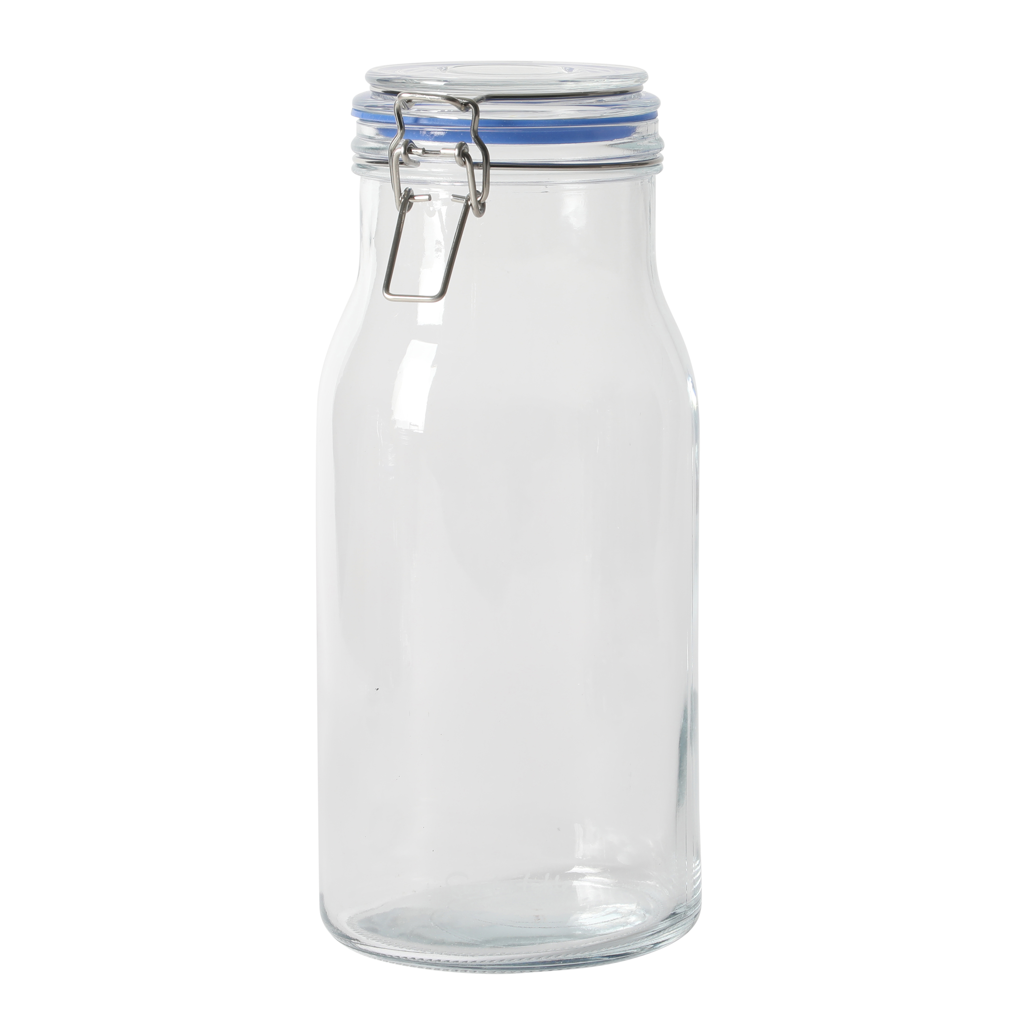 Sur La Table Lyon Court 4-Piece Glass Canister Set with Airtight Trigger Clamp Lids, Clear – 71 oz, 54 oz, 37 oz & 22.5 oz Sizes, Rubber Gasket Seal, Dishwasher Safe Food Storage Jars