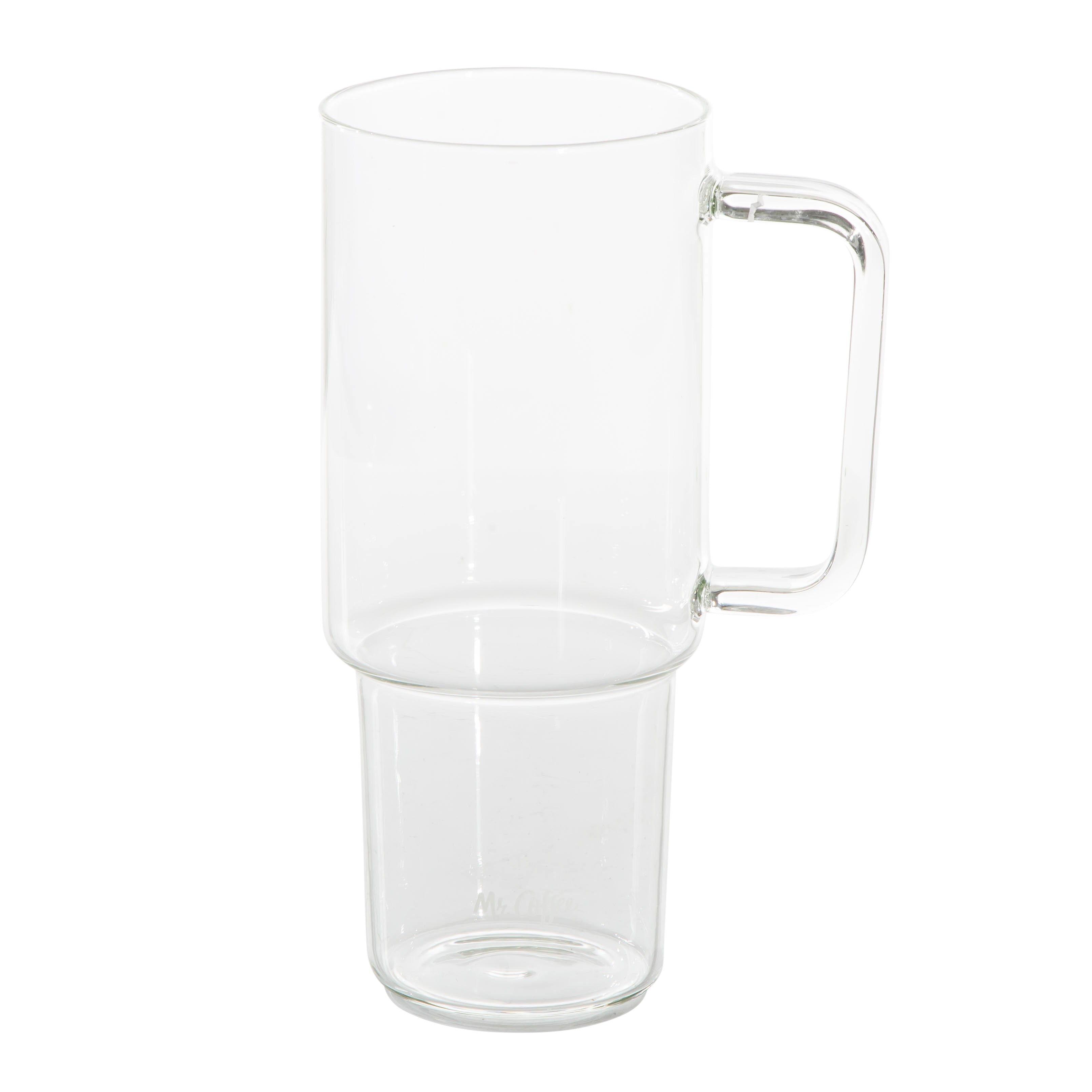 Mr. Coffee Crafted Calm 34 oz Borosilicate Glass Tumbler with Handle, Straw and Bamboo Lid, Iced Coffee Cup, BPA Free, Dishwasher Safe