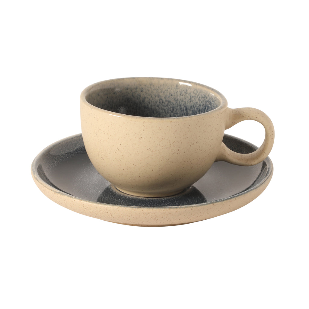 Gibson Elite Manila Bay 8-Piece Stoneware 5 oz Cup and Saucer Set, Rea