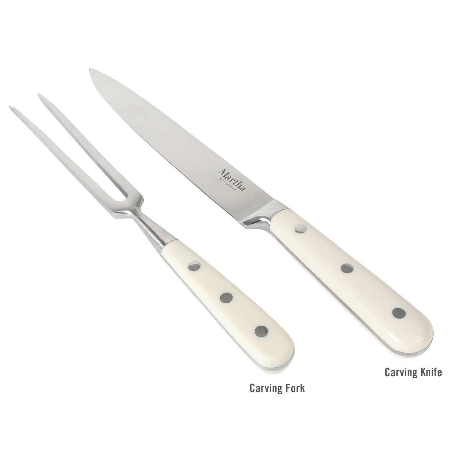 Martha Stewart Goswell 3PC Set w/ 8 Carving Knife 6 Fork w/ Beech Wood Cutting Board 138266.03R