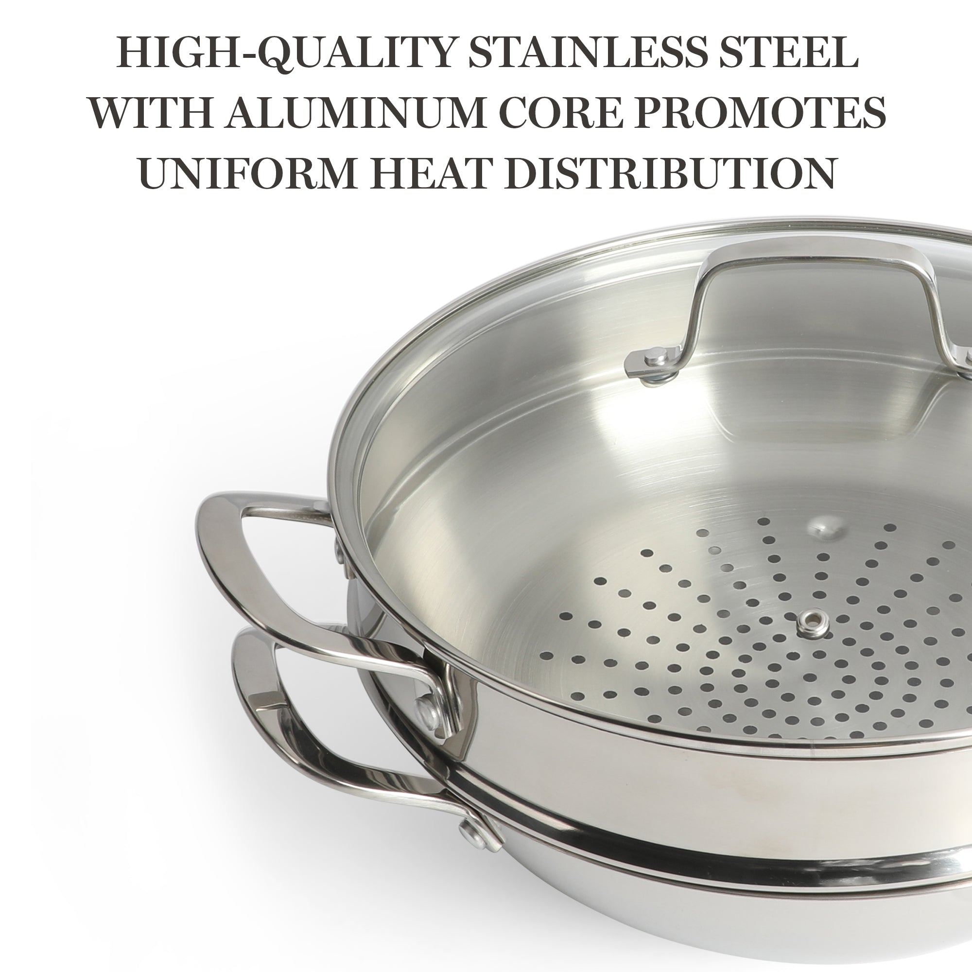 Martha Stewart Castelle 12" Stainless Steel Essential Pan w/ Steamer