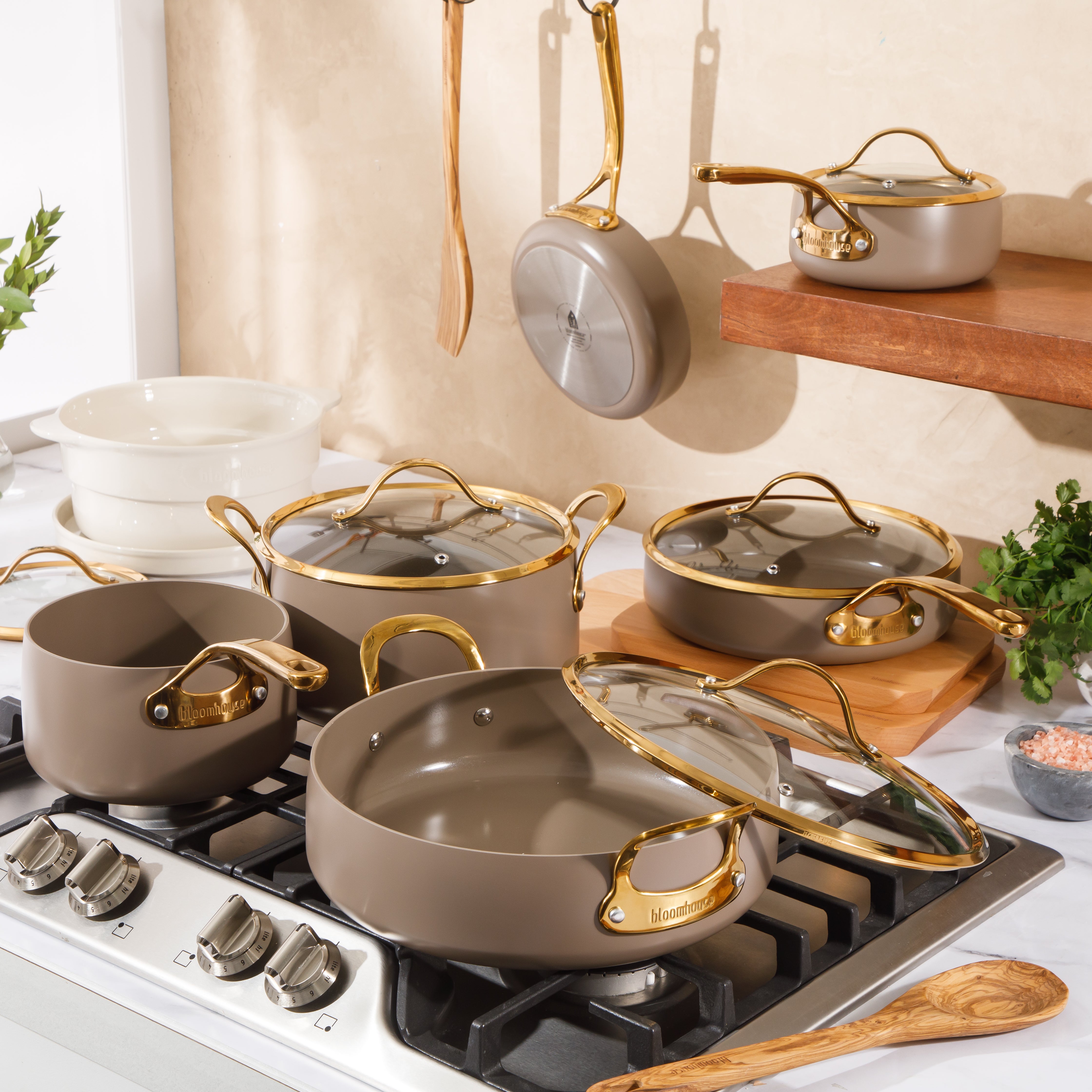 Bloomhouse 15 Piece Pots and Pans Heavy Duty Aluminum Premium PFA Free