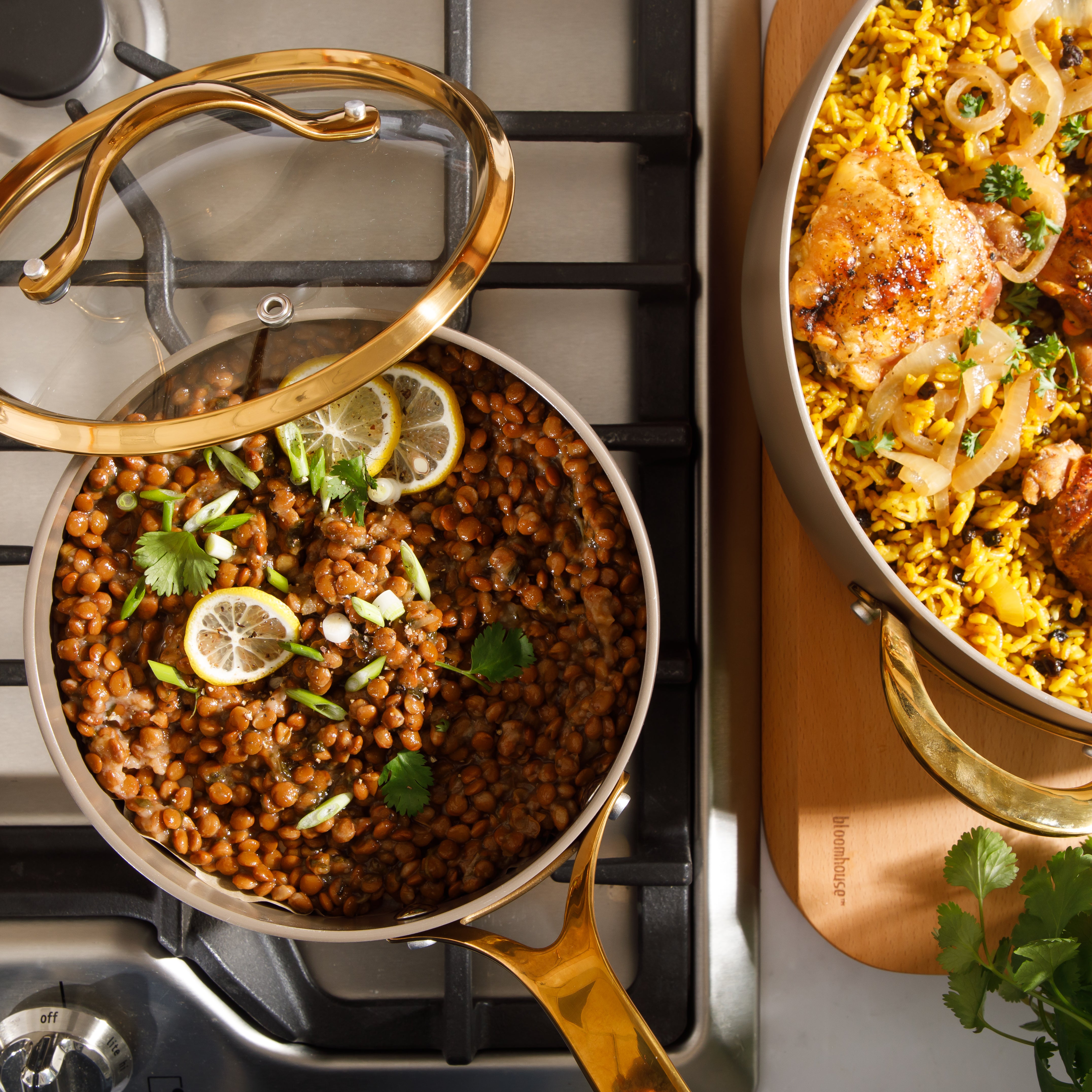 Bloomhouse 15 Piece Pots and Pans Heavy Duty Aluminum Premium PFA Free Ceramic Nonstick Dutch Oven Pot with Lid