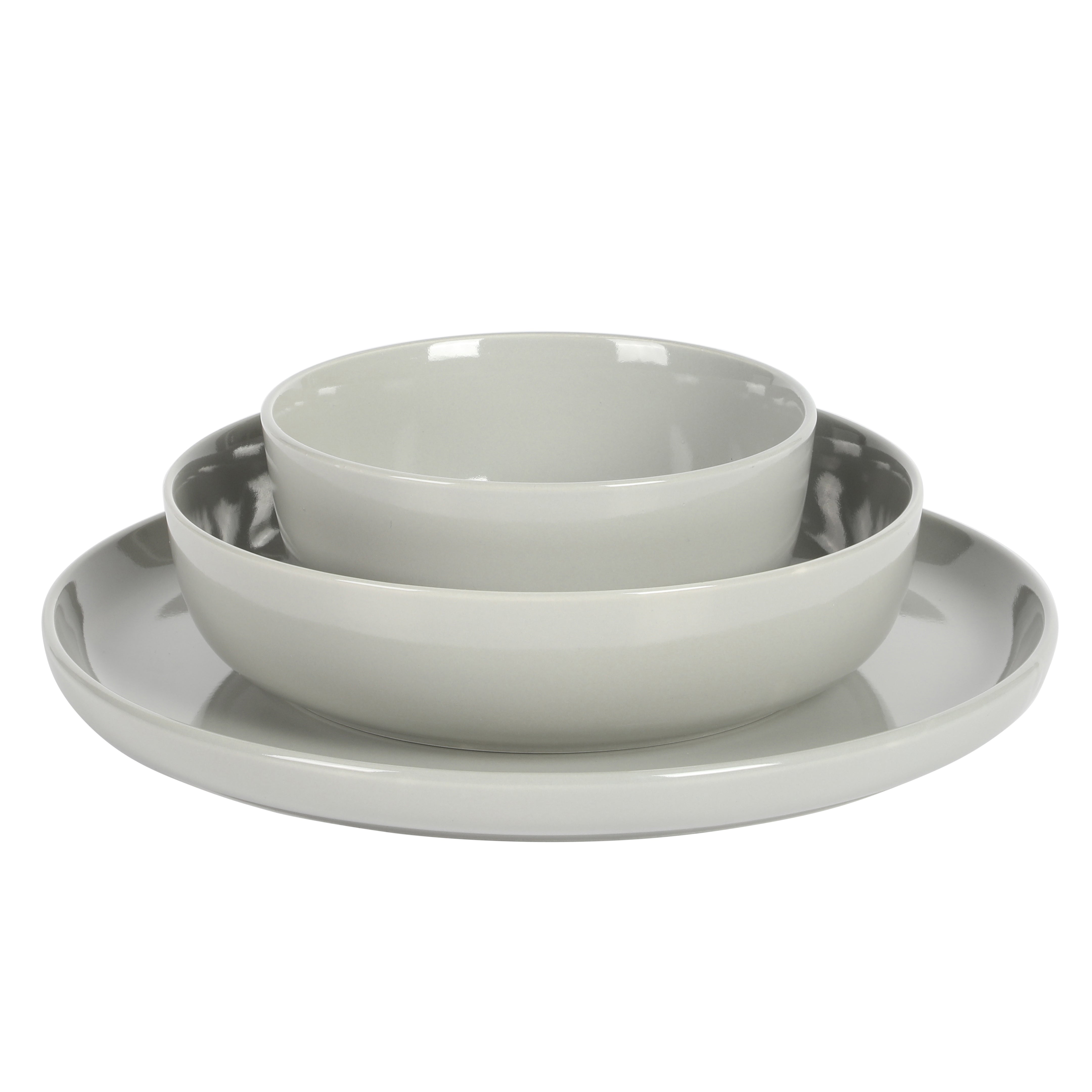 Gibson Home Oslo 12-Piece Dinnerware, Porcelain Double Bowl