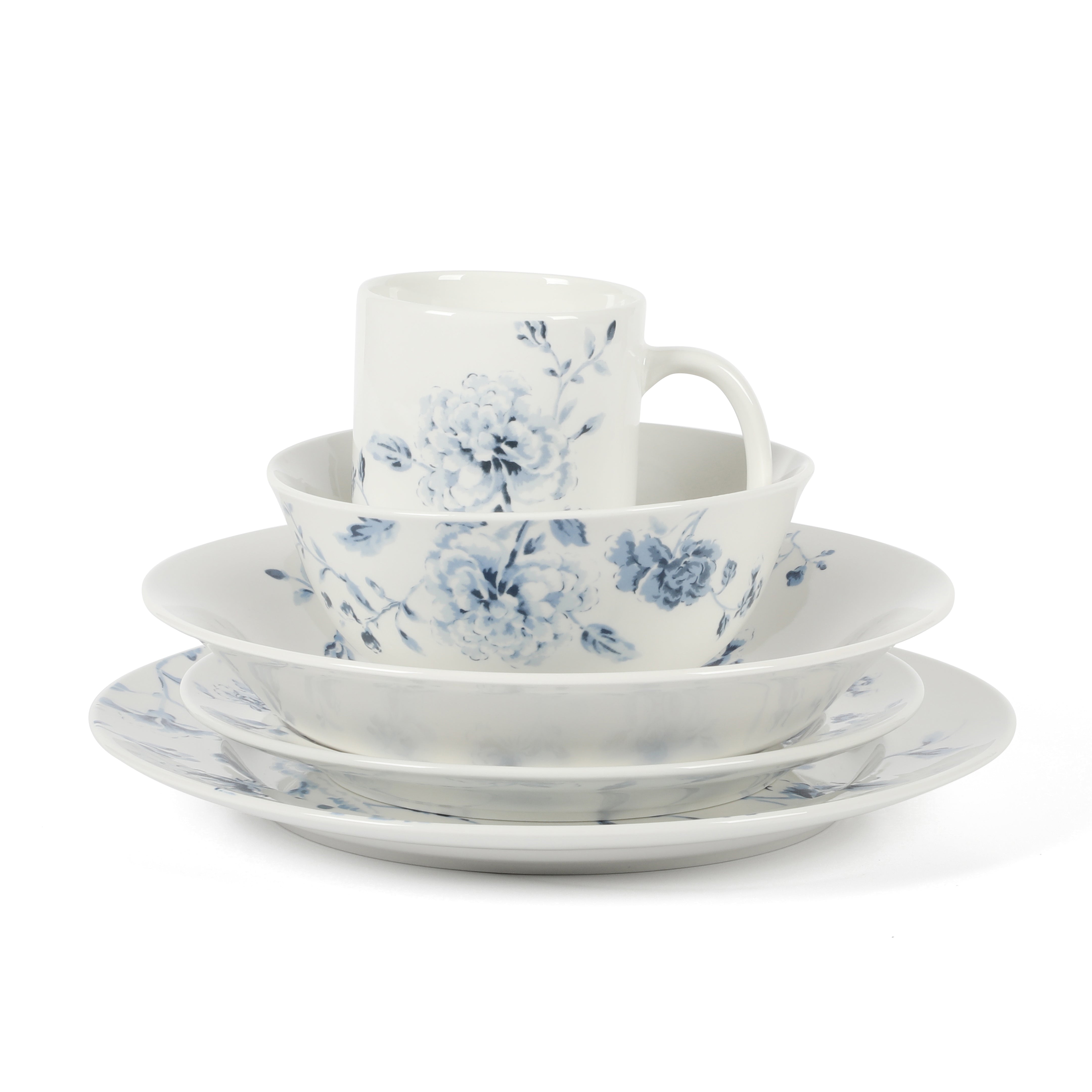 Martha Stewart Empress Bouquet 30-Piece Decorated Porcelain Dinnerware