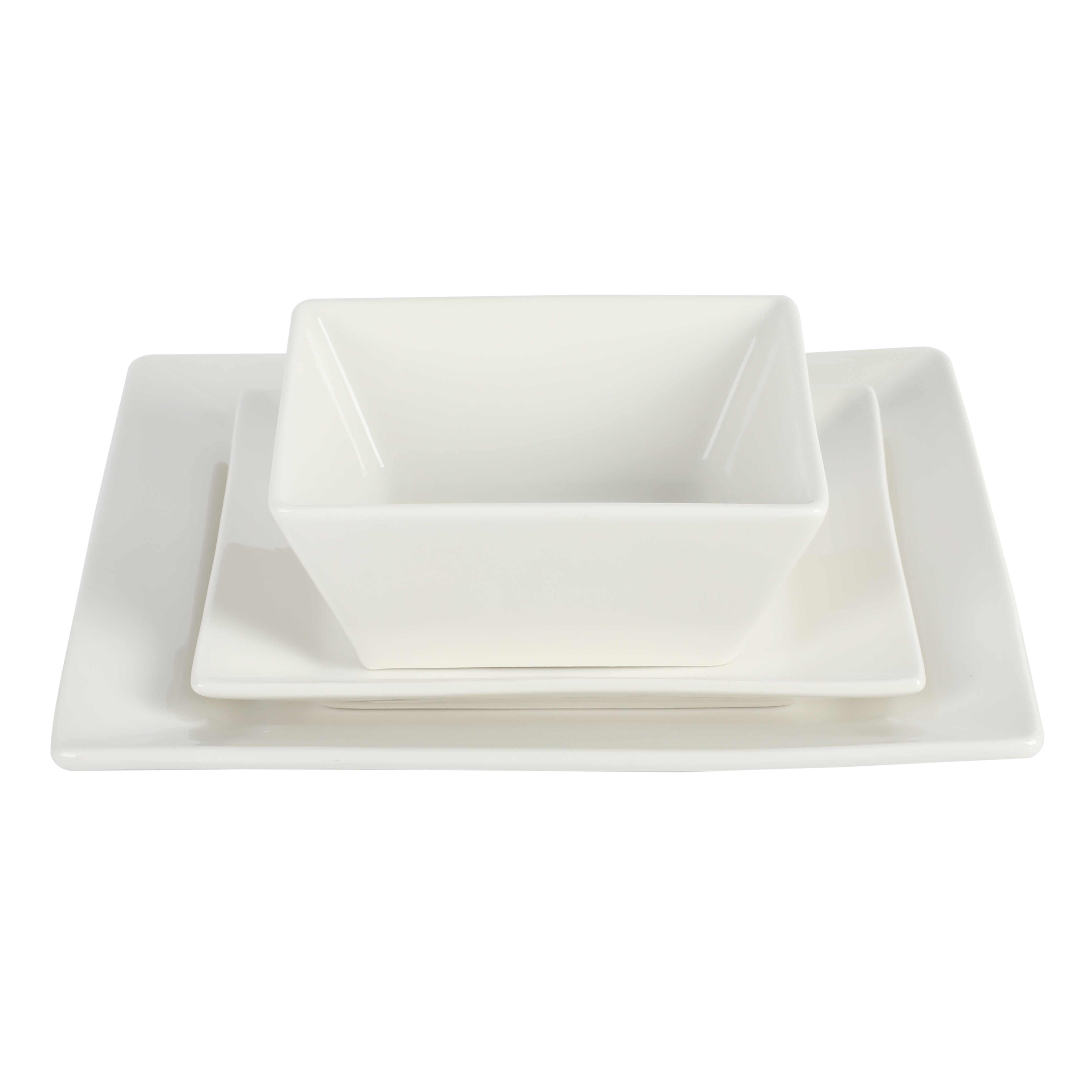 Gibson Home Zen Buffet Hard Square 24-Piece Porcelain Dinnerware Set