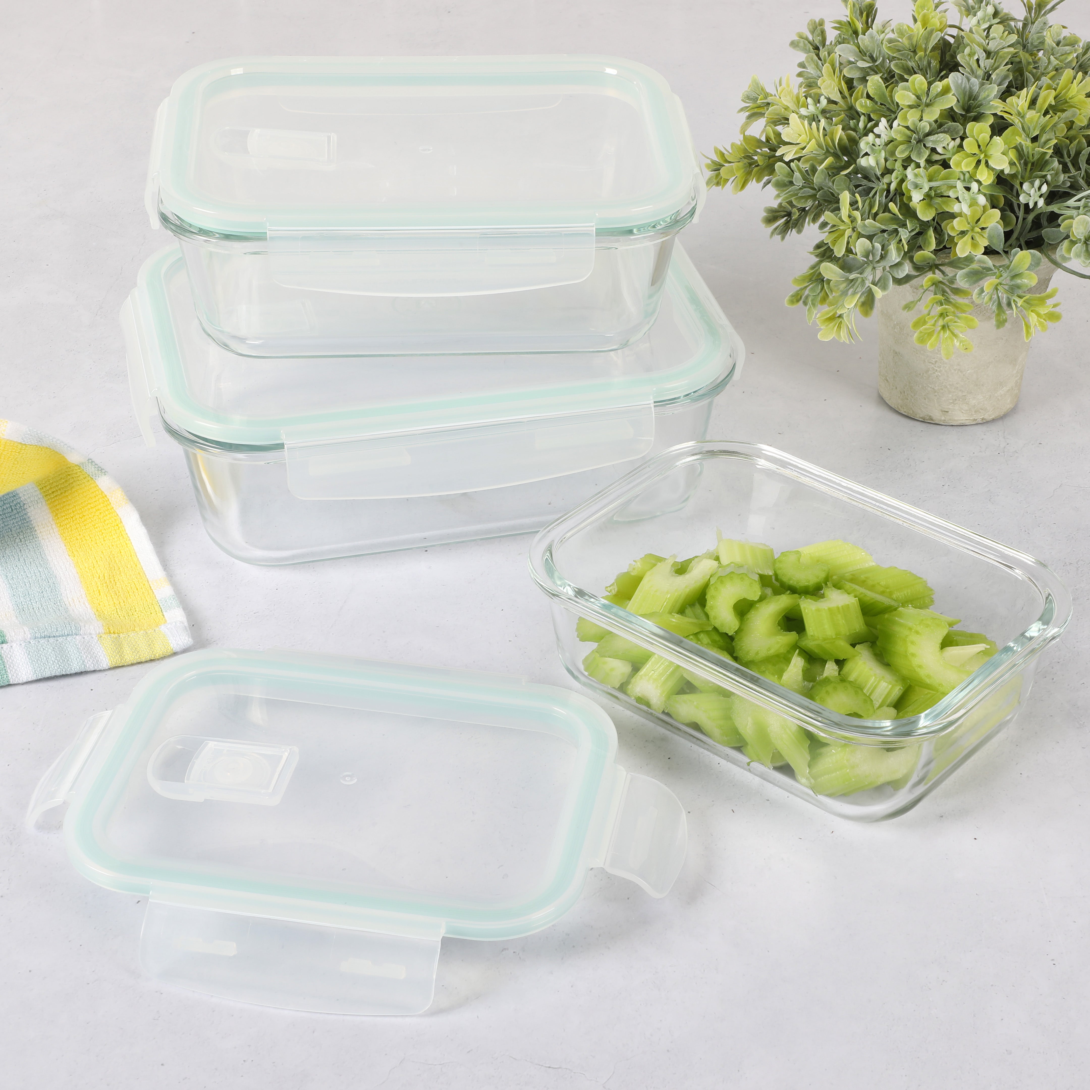 10-Piece Stackable Borosilicate Glass Food Storage Containers Set