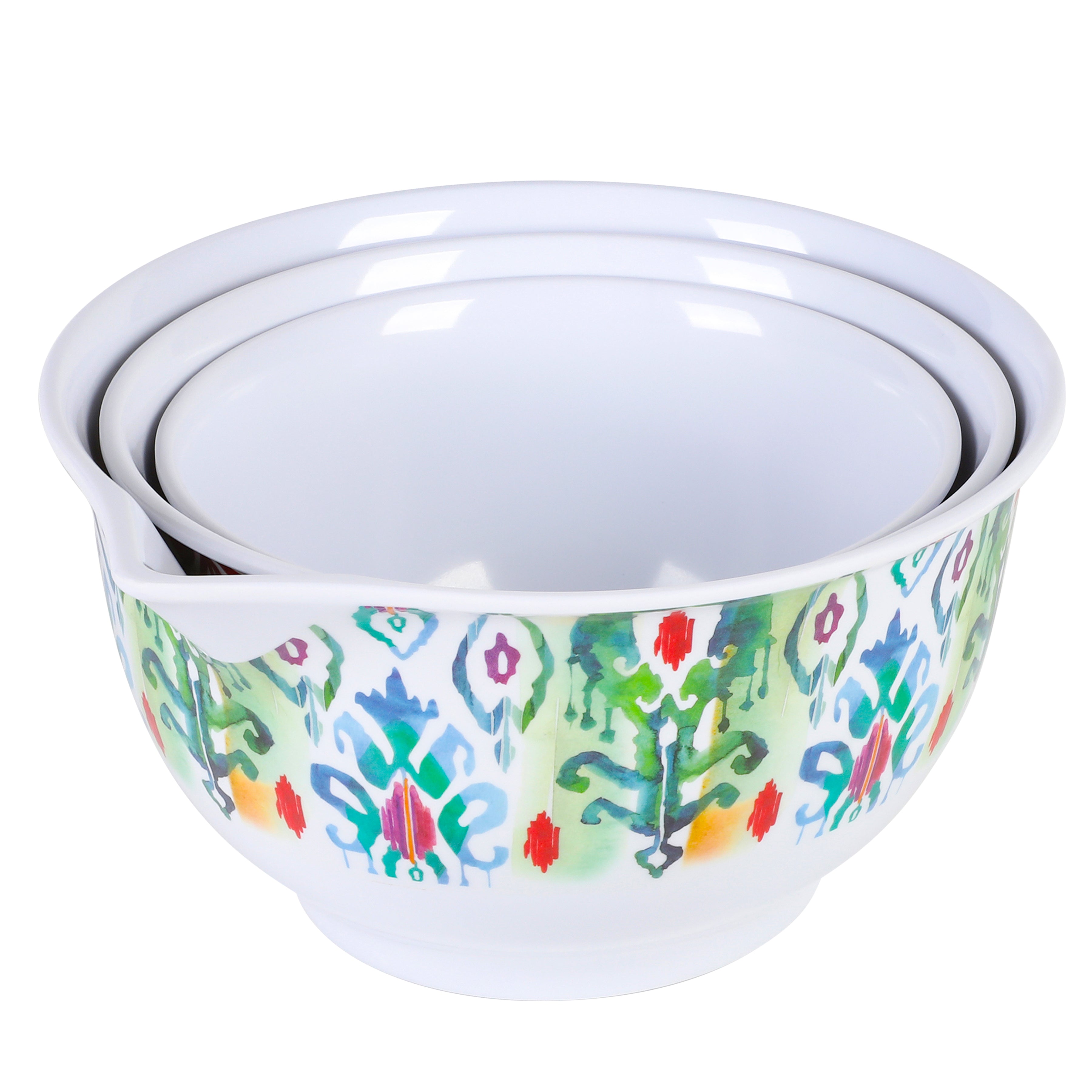 Melamine Mixing Bowls with Lid, Set of 6, White
