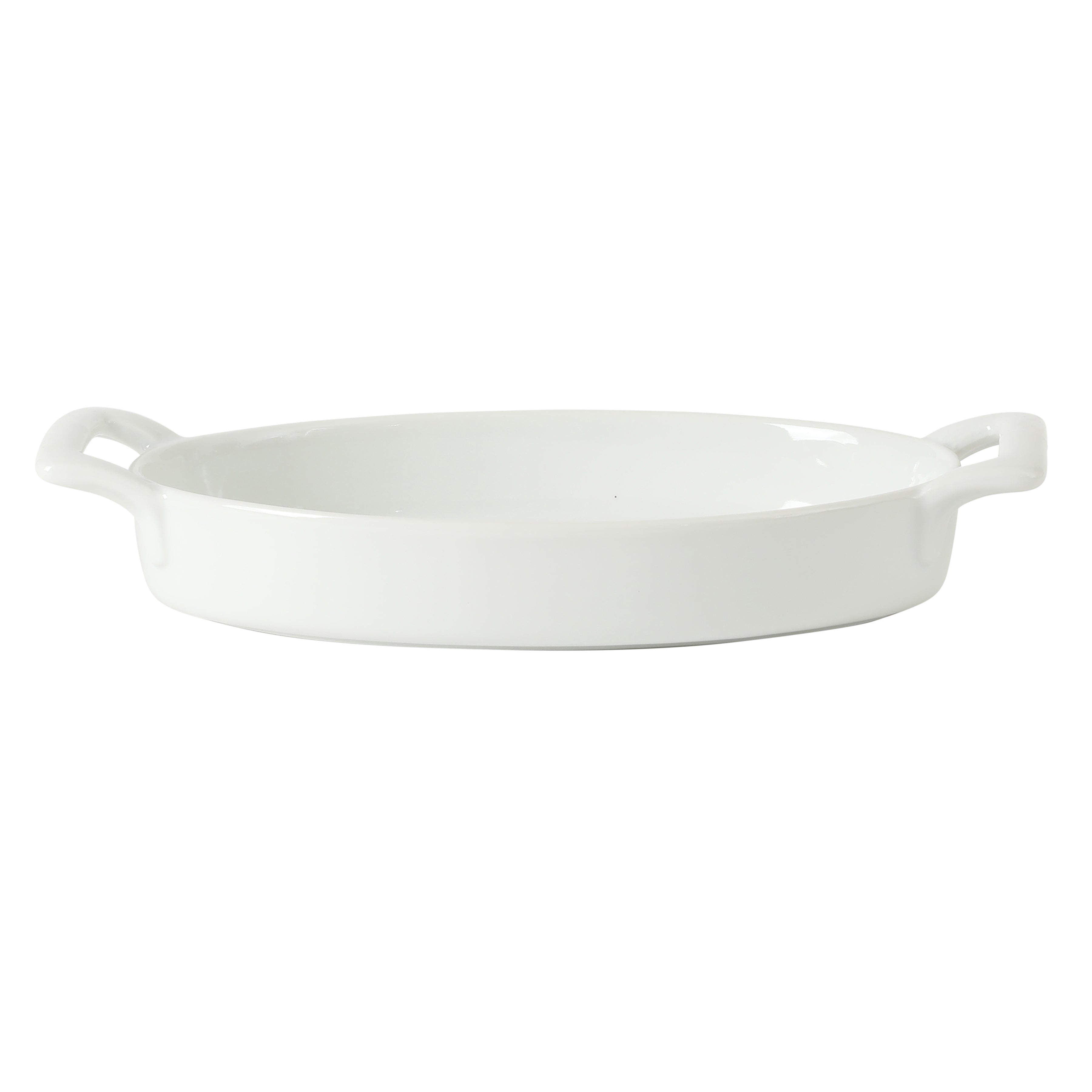 Gibson Home Gracious Dining Oval Au Gratin Baking Dishes, 4-Piece Set – 15 oz Oven Safe Ceramic Small Casserole Dishes with Handles, Microwave & Dishwasher Safe Mini Bakeware, White