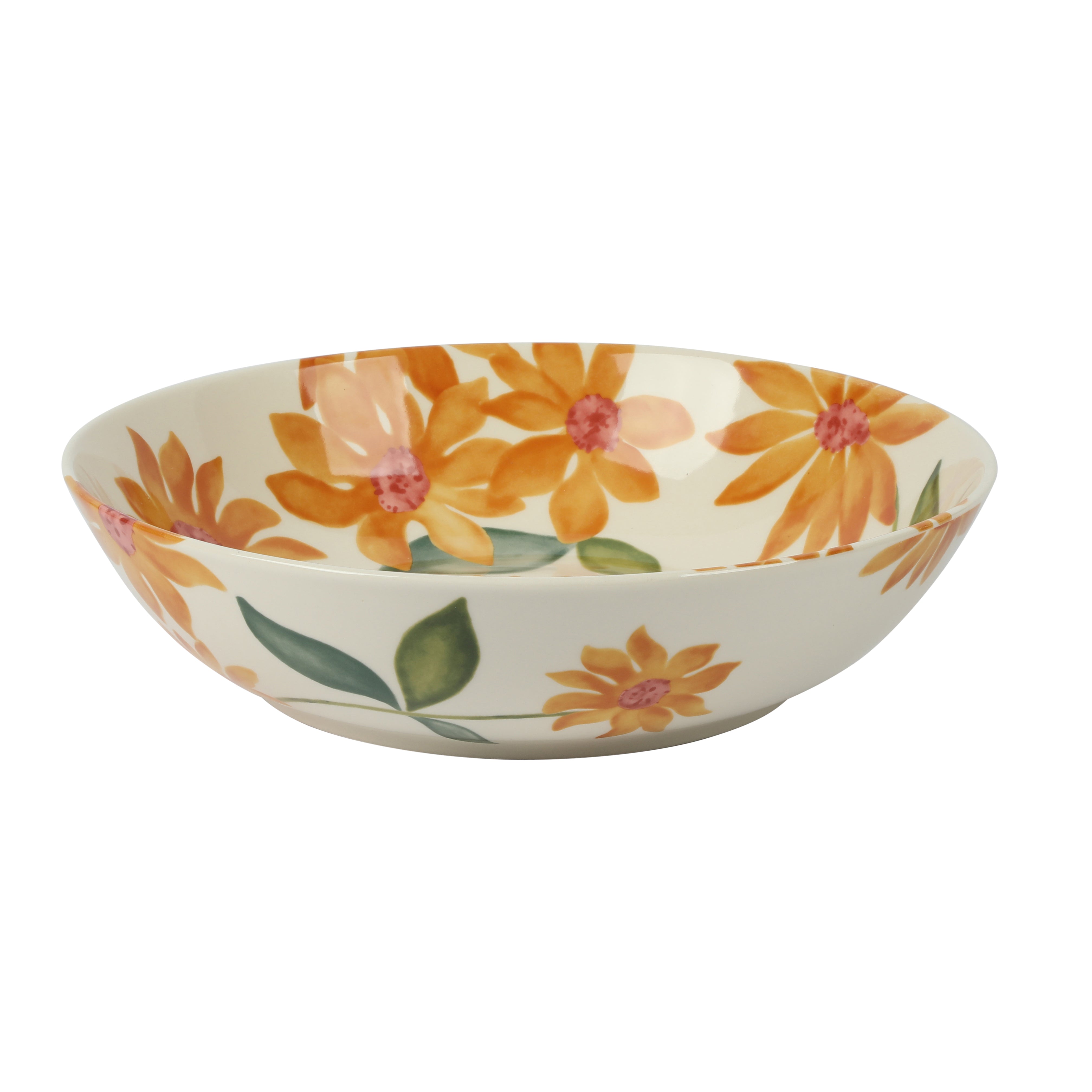Bloomhouse Sunnyflower 2-Piece Hand-Painted Floral Stoneware Serving S